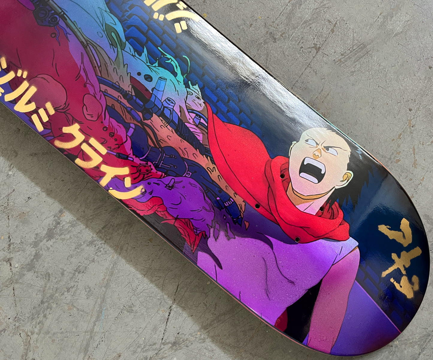 tetsuo mutation 8.25 X 32.25 BLUE/PURPLE ANODIZED MIXED PROCESS SIGNED 1 of 1