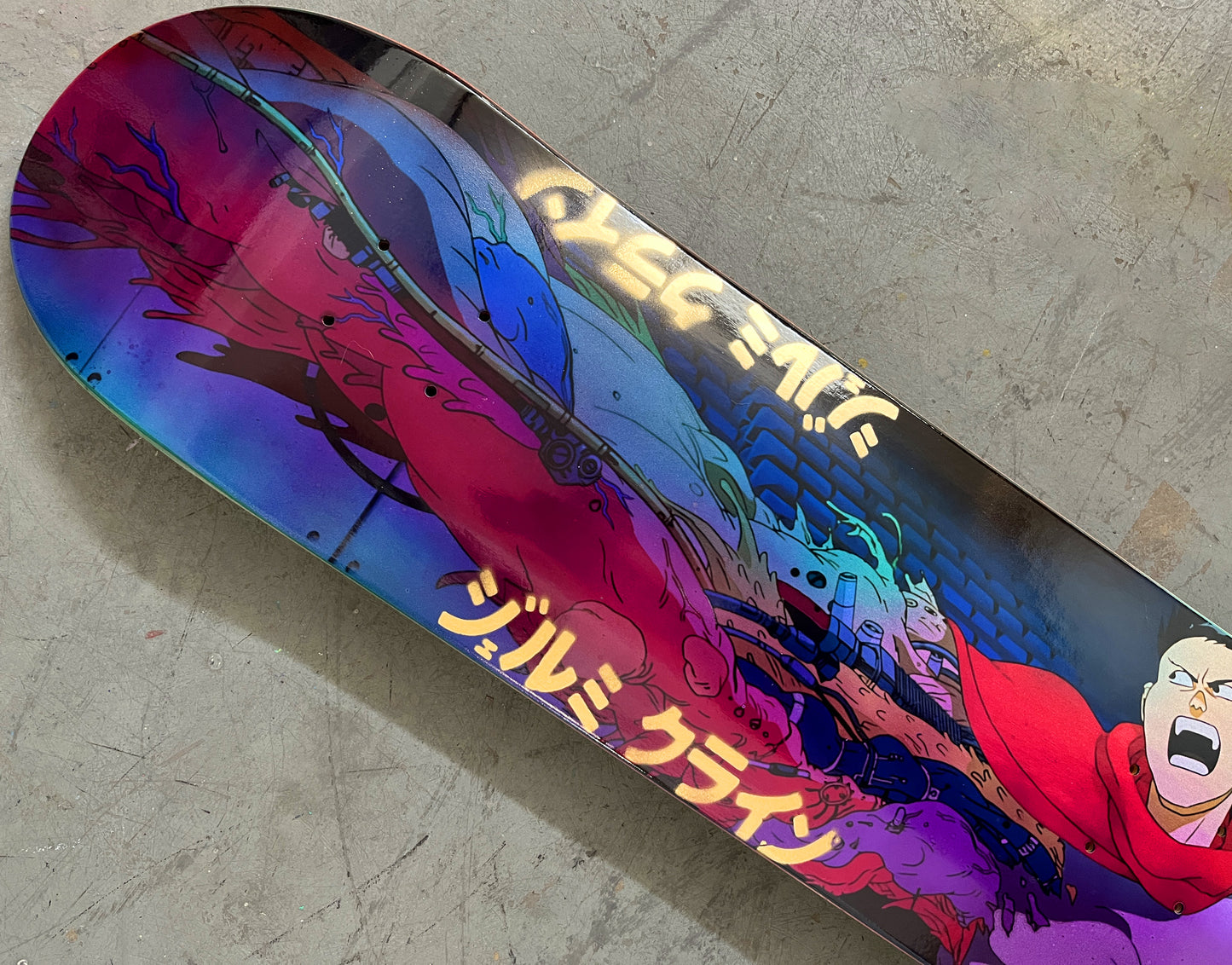 tetsuo mutation 8.25 X 32.25 BLUE/PURPLE ANODIZED MIXED PROCESS SIGNED 1 of 1