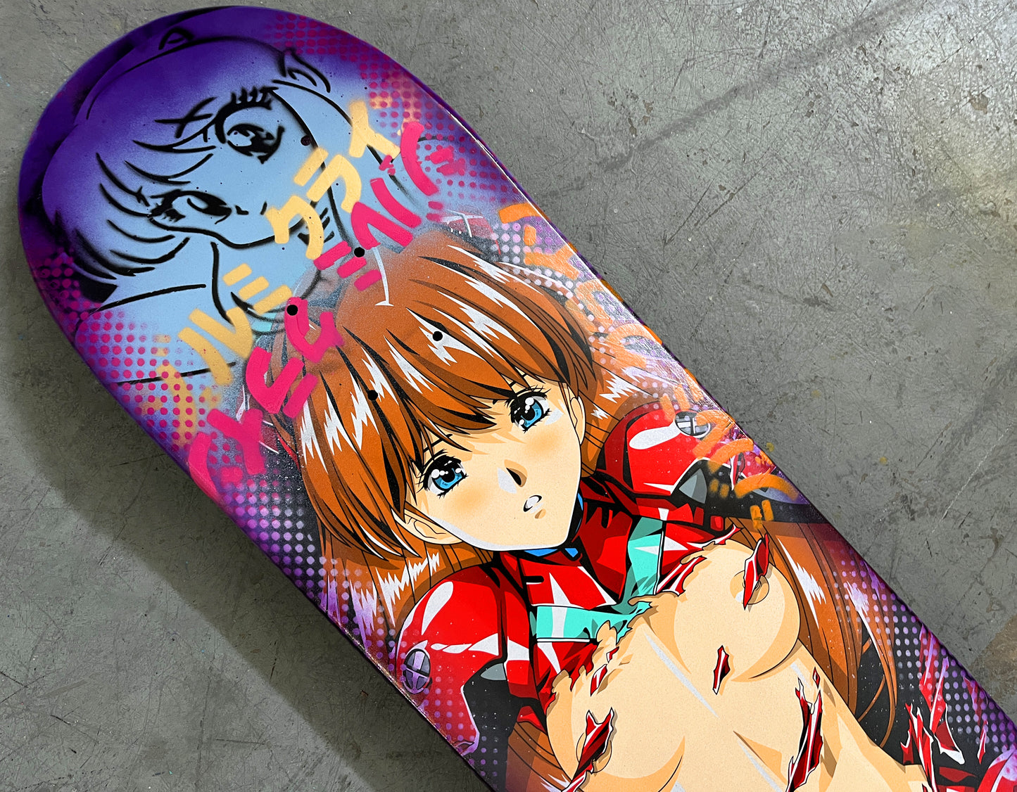 evangelion asuka 8.25 X 32.25 BLUE/PURPLE ANODIZED MIXED PROCESS SIGNED 1 of 1