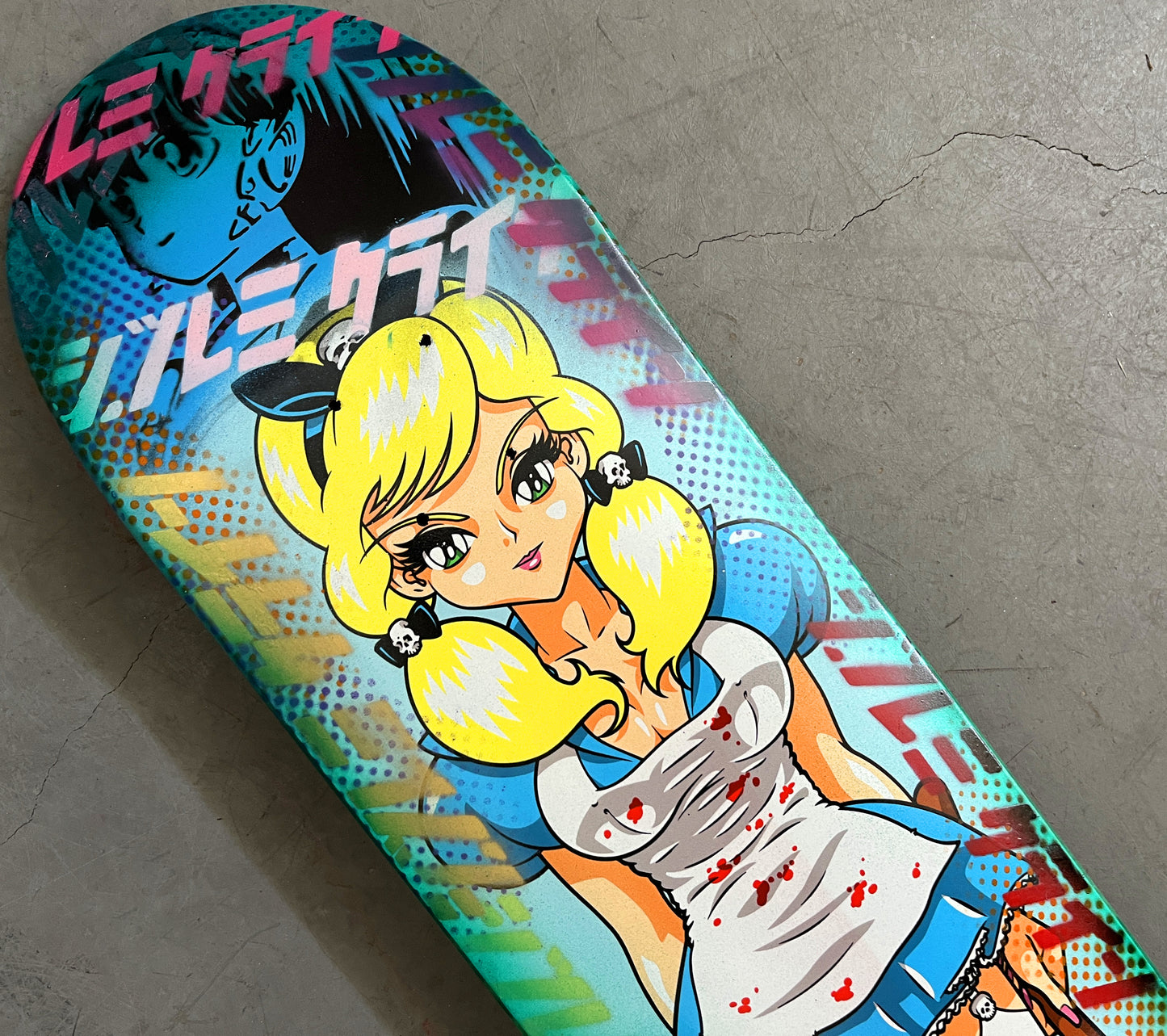 evil alice 8.5 X 32.25 BLUE/AQUA II ANODIZED MIXED PROCESS SIGNED 1 of 1