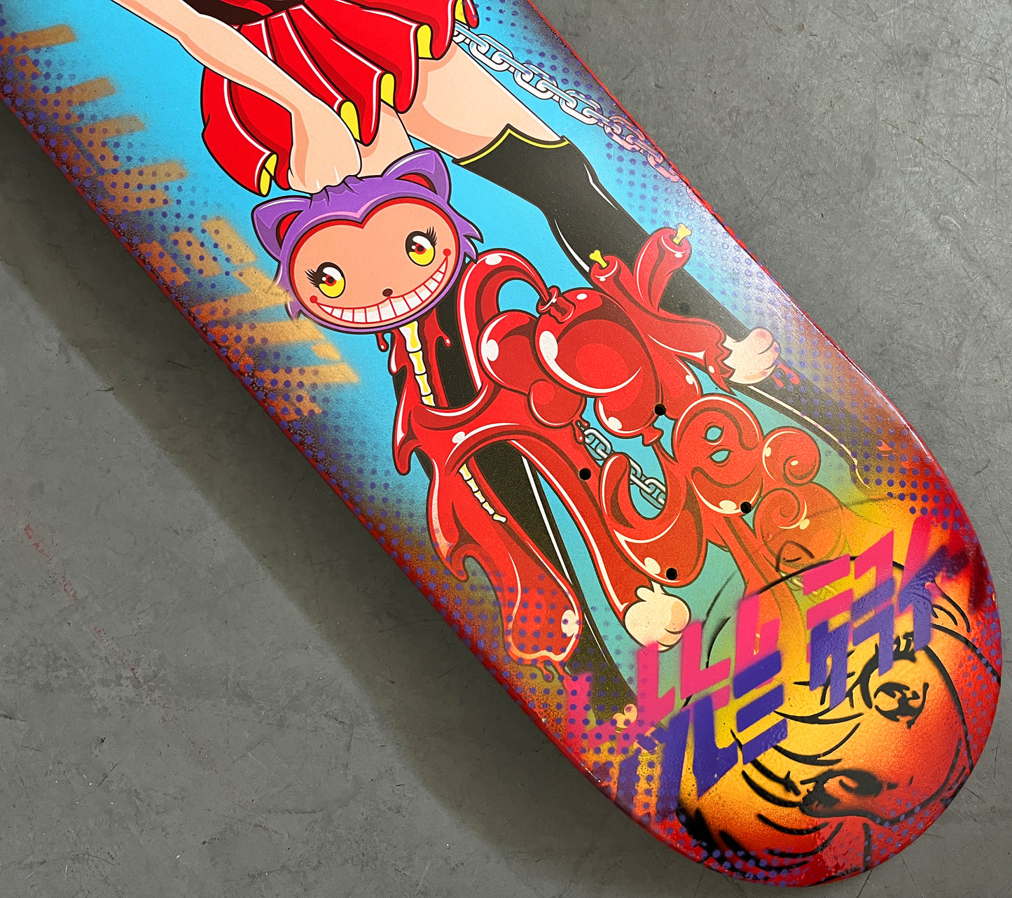 cheshire cat 7.88 X 31.75 YELLOW/RED ANODIZED MIXED PROCESS SIGNED 1 of 1