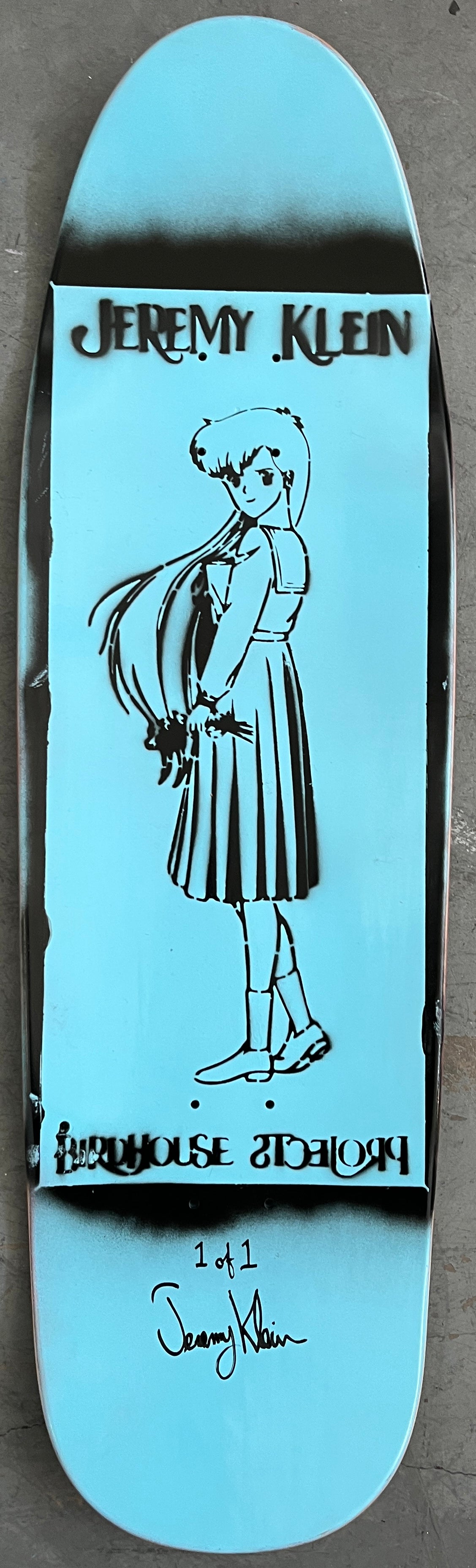 anime girl HAND PAINTED 9.5 X 32.25 COTTON CANDY/YELLOW MIXED PROCESS SIGNED 1 of 1