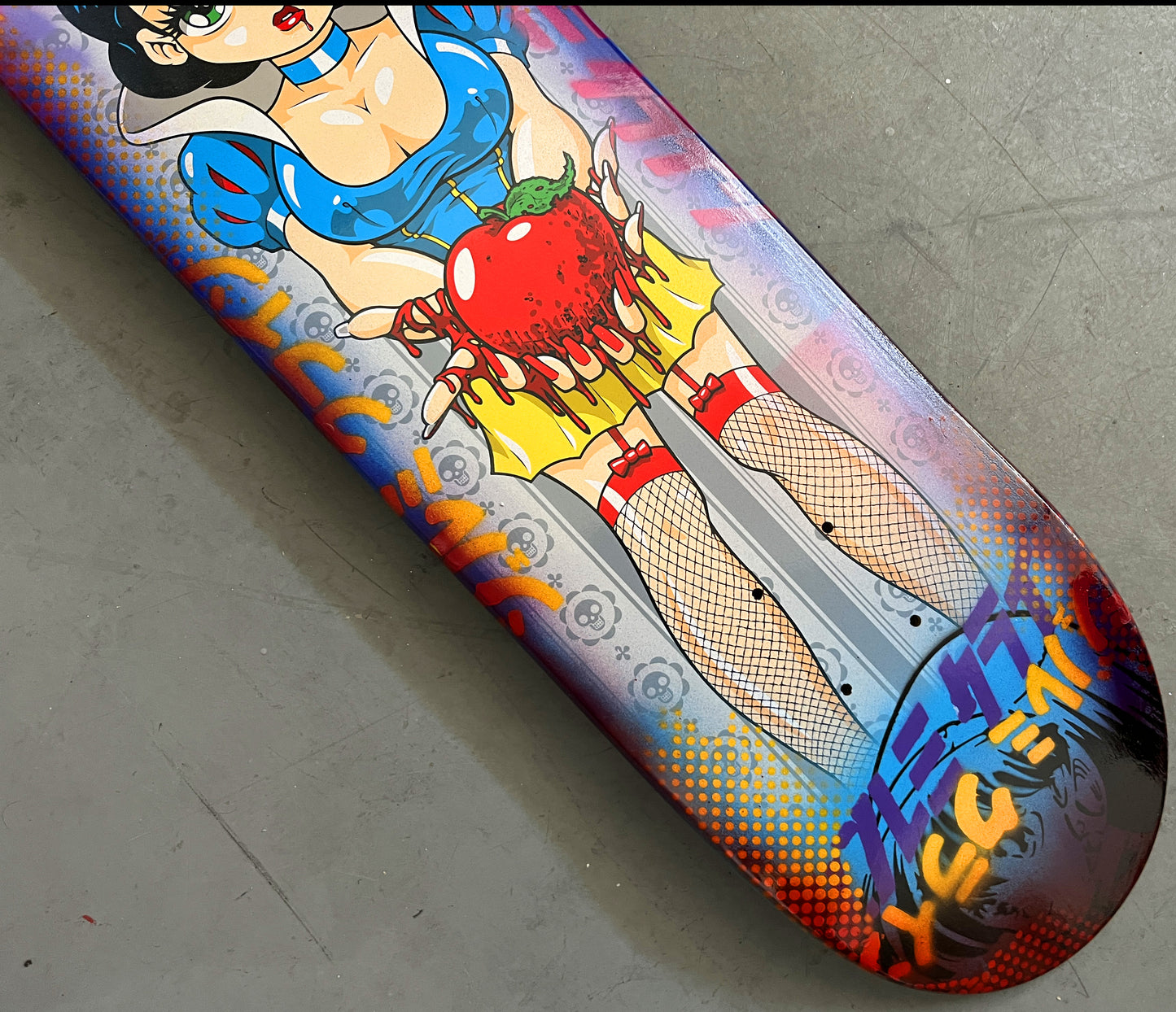 evil snow white 8.5 X 32.25 BLUE/RED ANODIZED MIXED PROCESS SIGNED 1 of 1