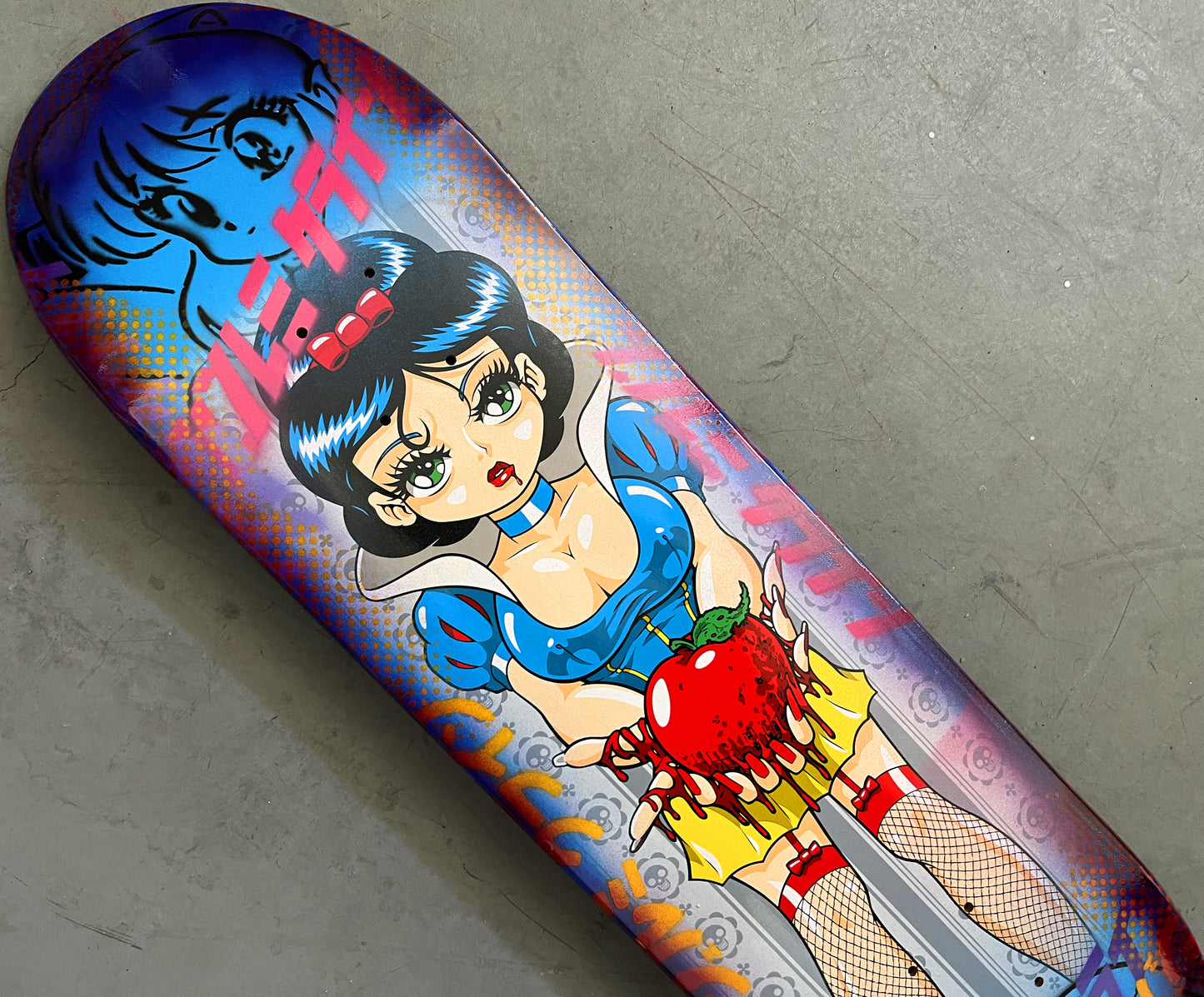 evil snow white 8.5 X 32.25 BLUE/RED ANODIZED MIXED PROCESS SIGNED 1 of 1