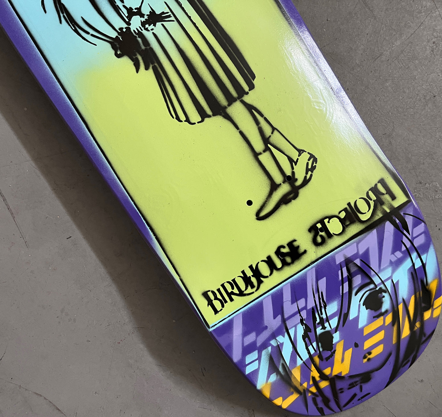 anime girl HAND PAINTED 9.5 X 32.25 PURPLE/BLUE/GREEN MIXED PROCESS SIGNED 1 of 1