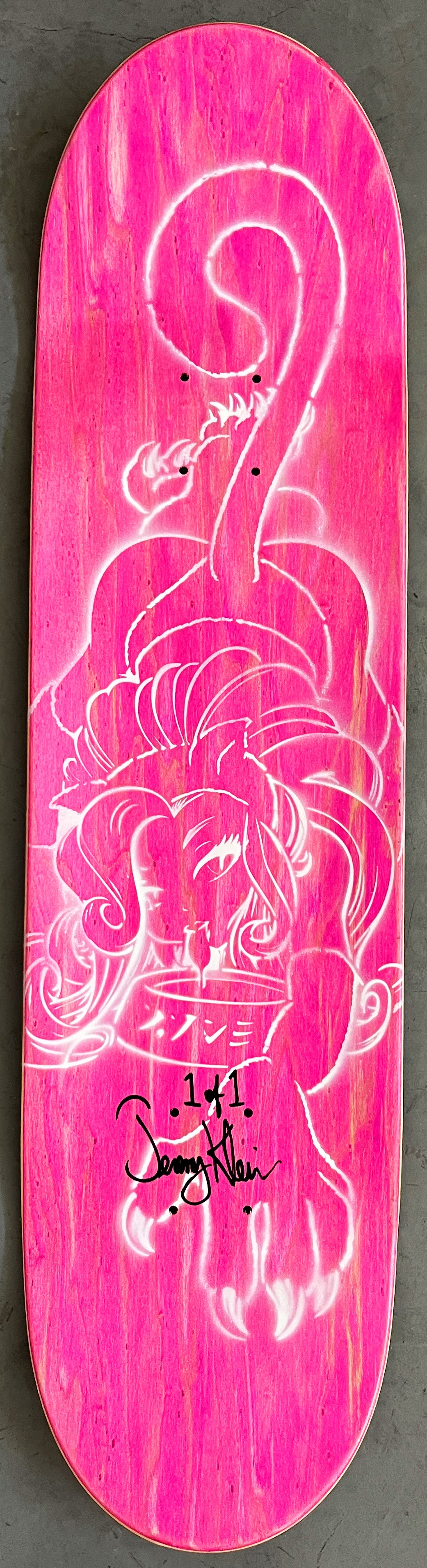 milk drinkin' akiko HAND PAINTED PINK GLITTER 9.5 X 31.75 1 OF 1