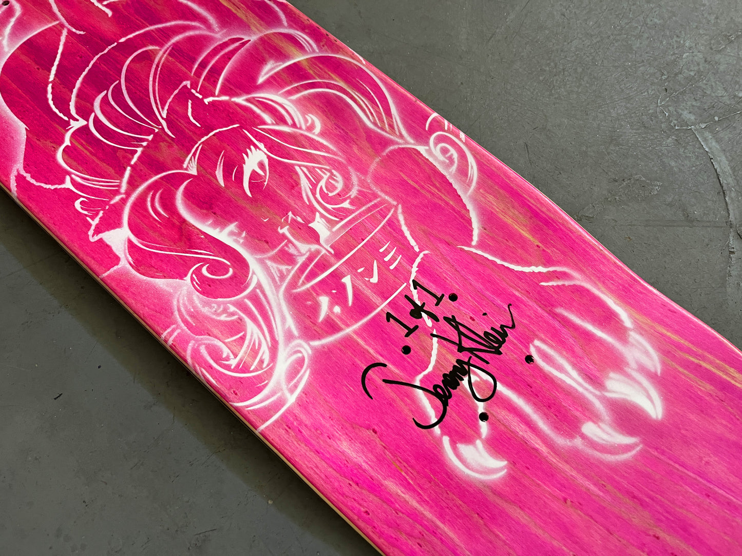 milk drinkin' akiko HAND PAINTED PINK GLITTER 9.5 X 31.75 1 OF 1
