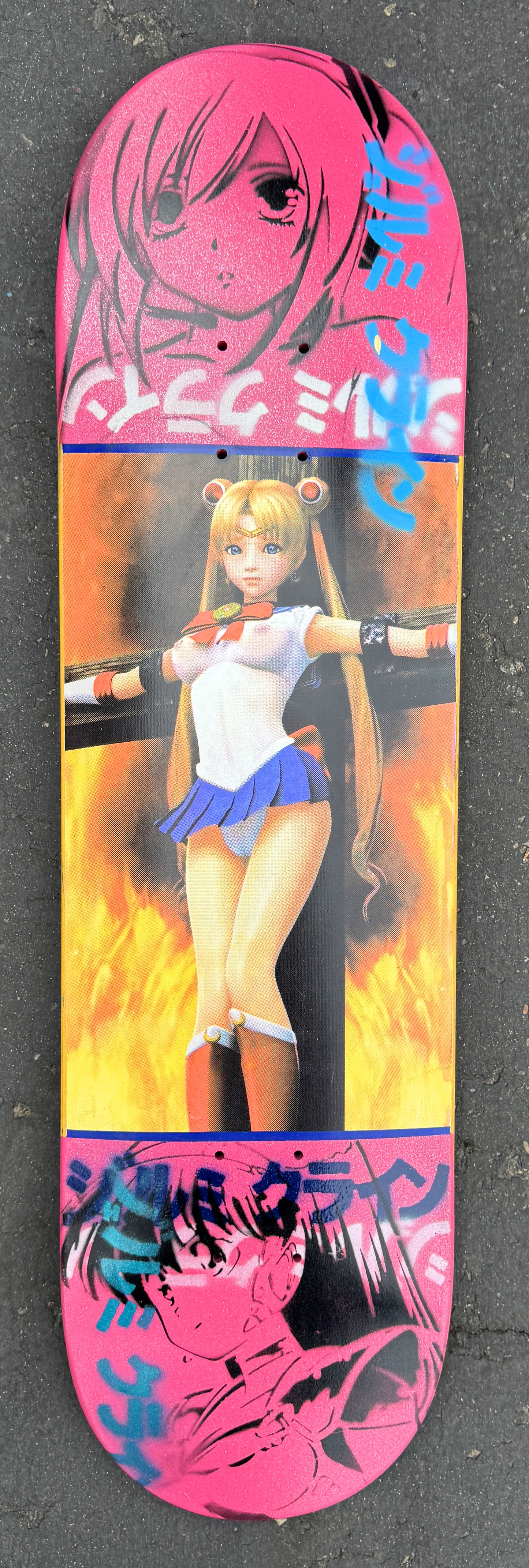 SIGNED eternal moon PINK GLITTER 8.5 X 32 SIGNED 1 OF 1 MIXED PROCESS