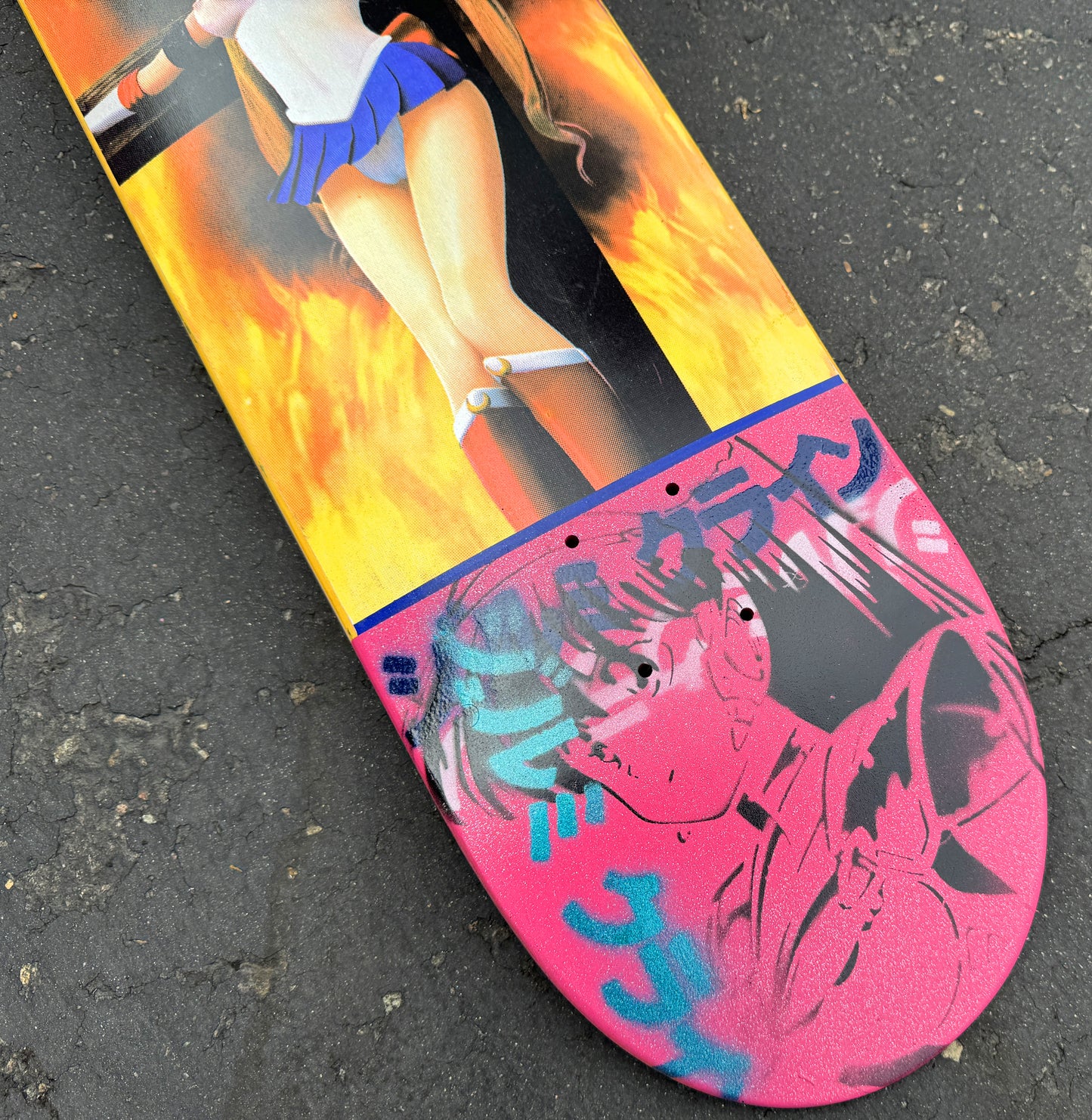 SIGNED eternal moon PINK GLITTER 8.5 X 32 SIGNED 1 OF 1 MIXED PROCESS