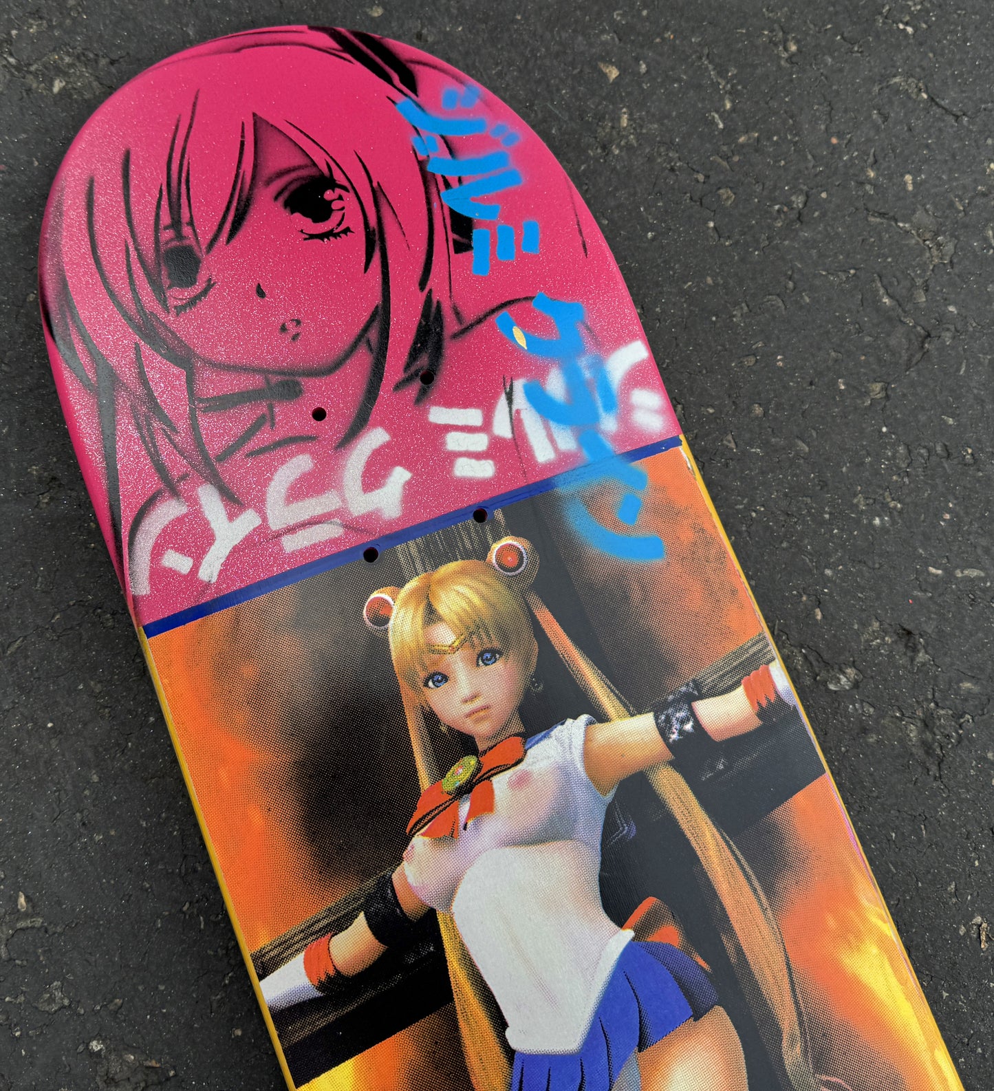 SIGNED eternal moon PINK GLITTER 8.5 X 32 SIGNED 1 OF 1 MIXED PROCESS