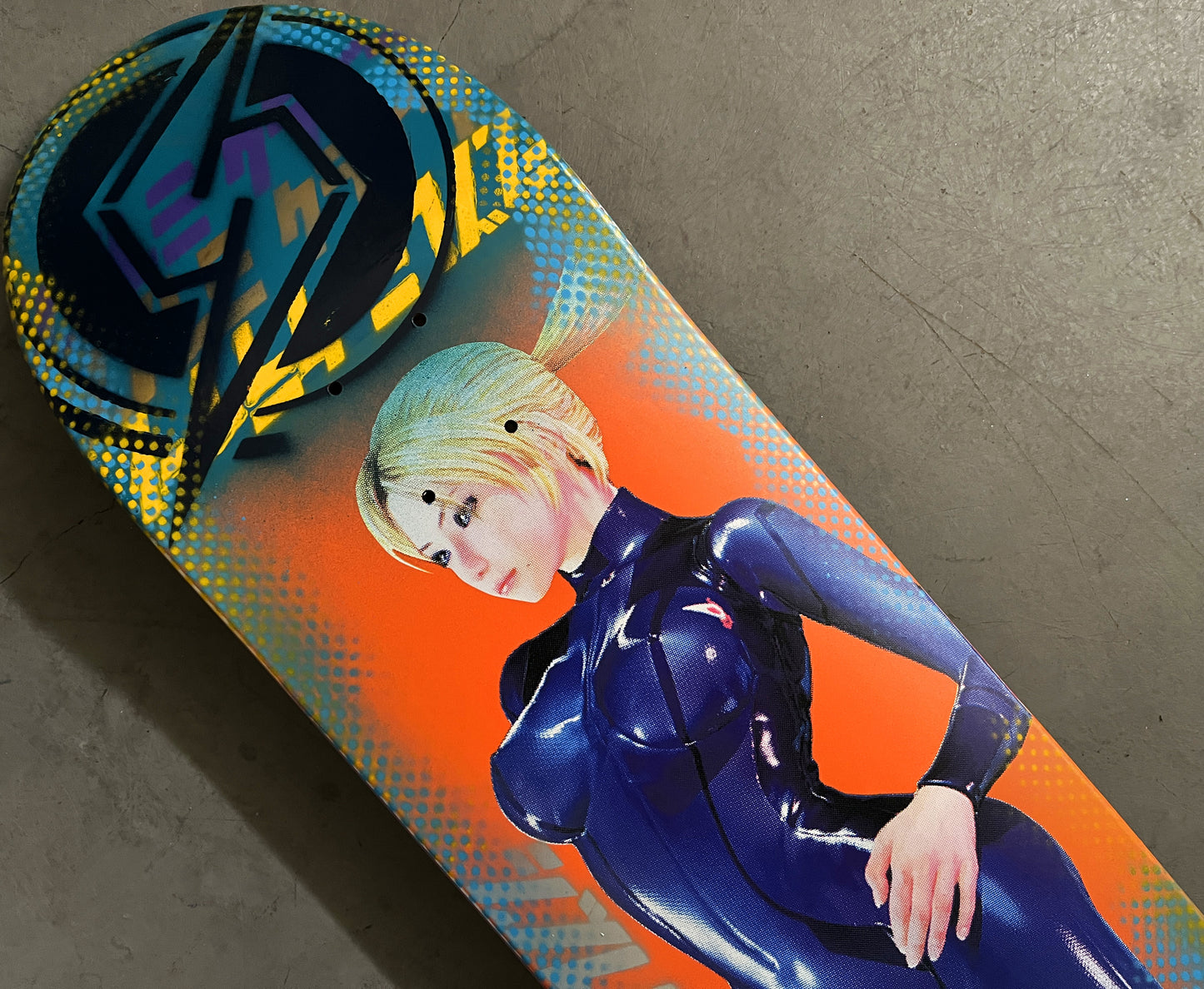 samus zero suit 8.25 X 32.25 RED/TEAL LOGO VERSION MIXED PROCESS SIGNED 1 of 1