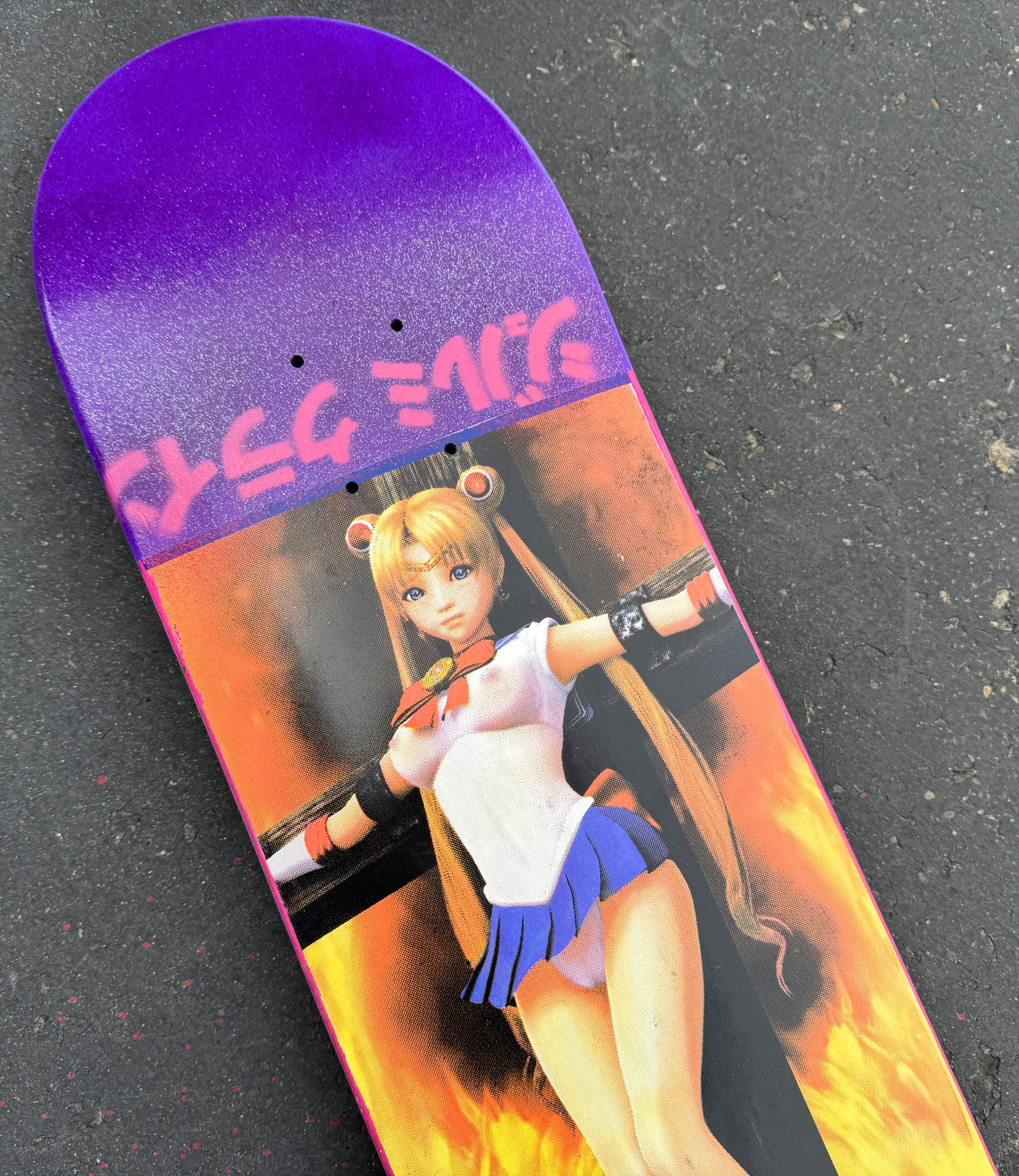 SIGNED eternal moon PURPLE GLITTER 8.5 X 32 SIGNED 1 OF 1 MIXED PROCESS