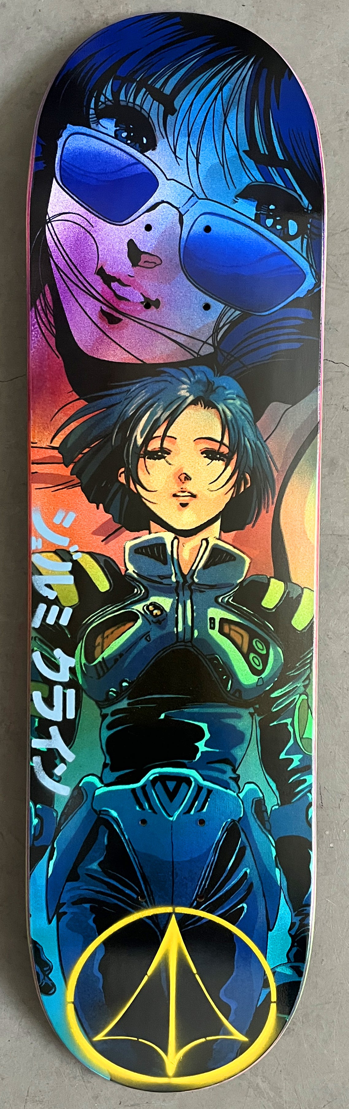 macross 8.25 X 32.25 BLUE/PURPLE/YELLOW/AQUA ANODIZED MIXED PROCESS SIGNED 1 of 1