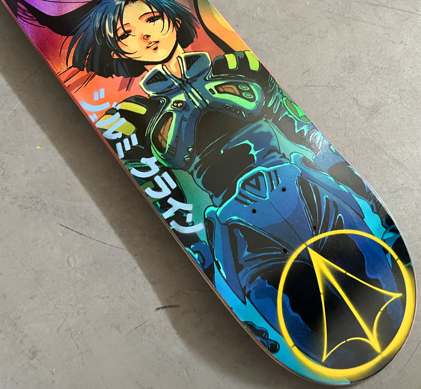macross 8.25 X 32.25 BLUE/PURPLE/YELLOW/AQUA ANODIZED MIXED PROCESS SIGNED 1 of 1