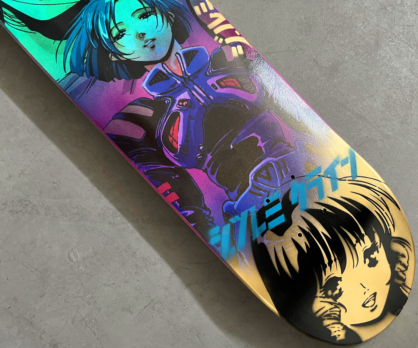 macross 8.25 X 32.25 METALLIC GOLD AQUA/PURPLE ANODIZED MIXED PROCESS SIGNED 1 of 1