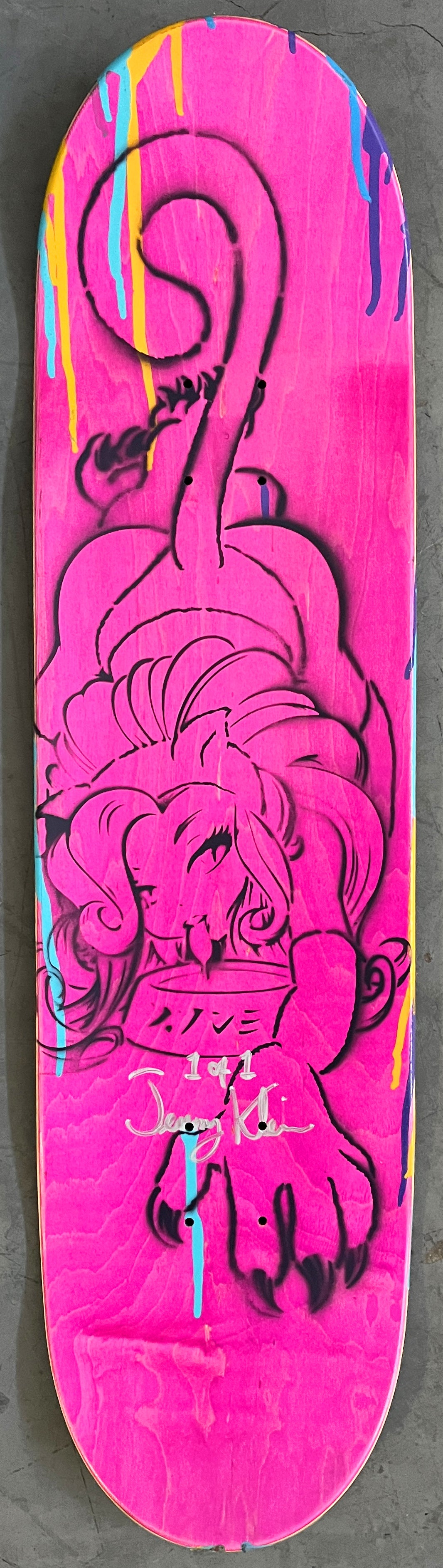 milky cat drips HAND PAINTED BLUE/PINK/PURPLE 8.5 X 31.75 1 OF 1