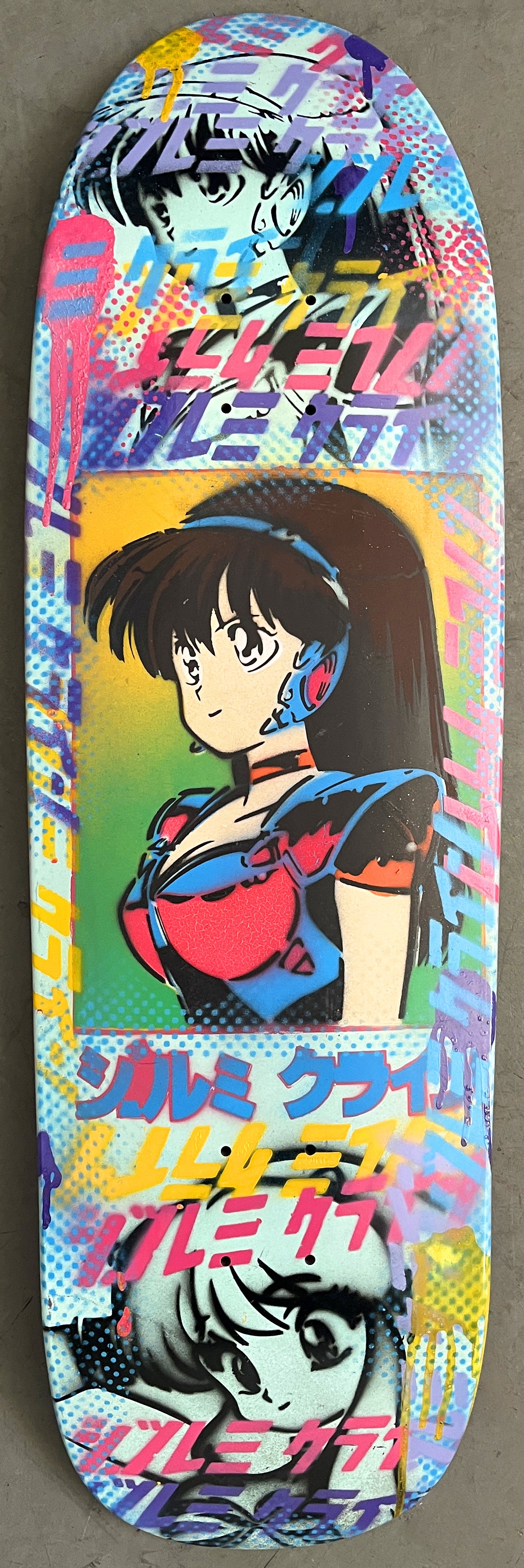 dream girl collage 9.5 X 32.25 POWDER BLUE HAND PAINTED SIGNED 1 of 1