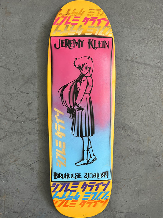 anime girl HAND PAINTED 9.5 X 32.25 COTTON CANDY/YELLOW MIXED PROCESS SIGNED 1 of 1