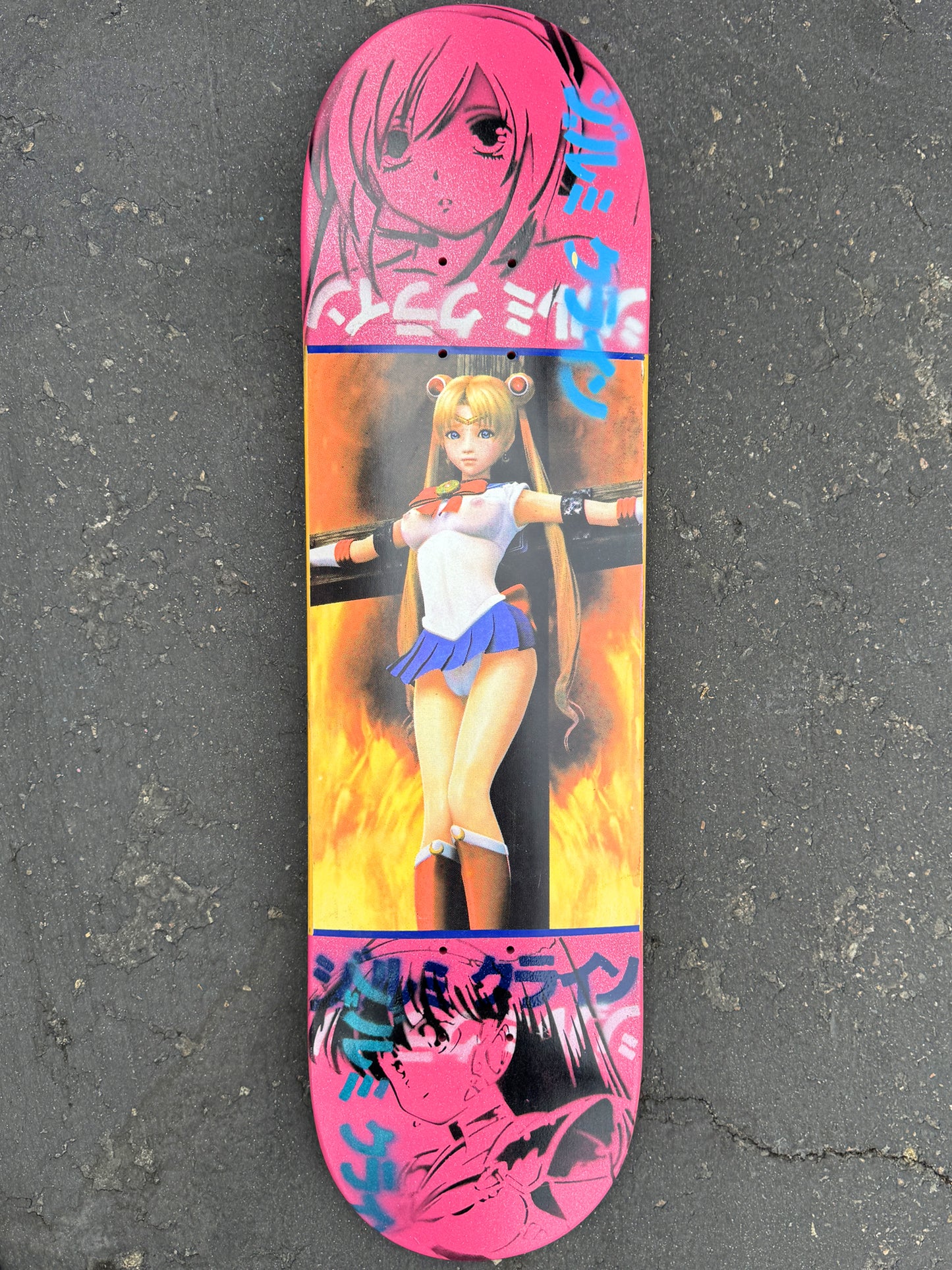 SIGNED eternal moon PINK GLITTER 8.5 X 32 SIGNED 1 OF 1 MIXED PROCESS