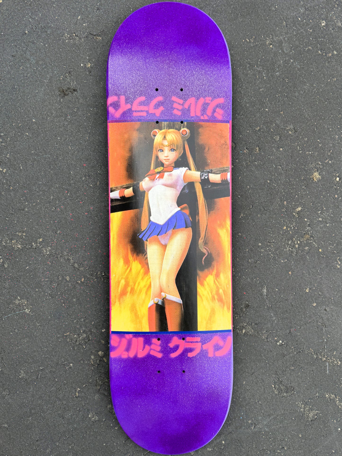 SIGNED eternal moon PURPLE GLITTER 8.5 X 32 SIGNED 1 OF 1 MIXED PROCESS