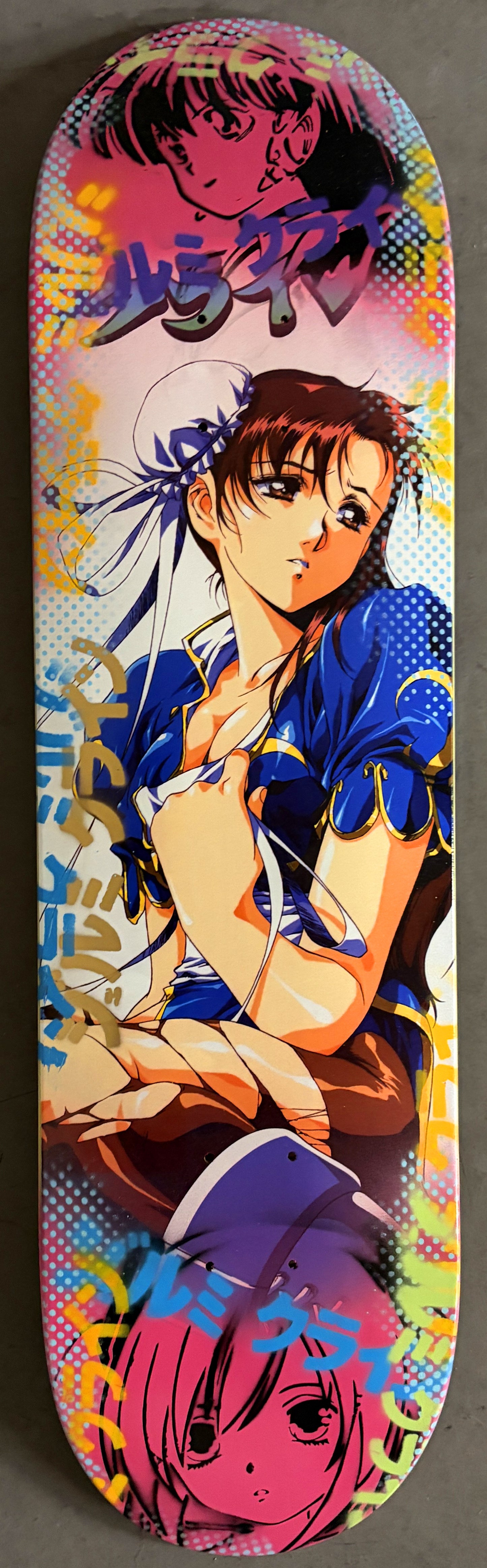 chun li 8.5 X 32.25 PEARL WHITE/PINK MIXED PROCESS SIGNED 1 of 1