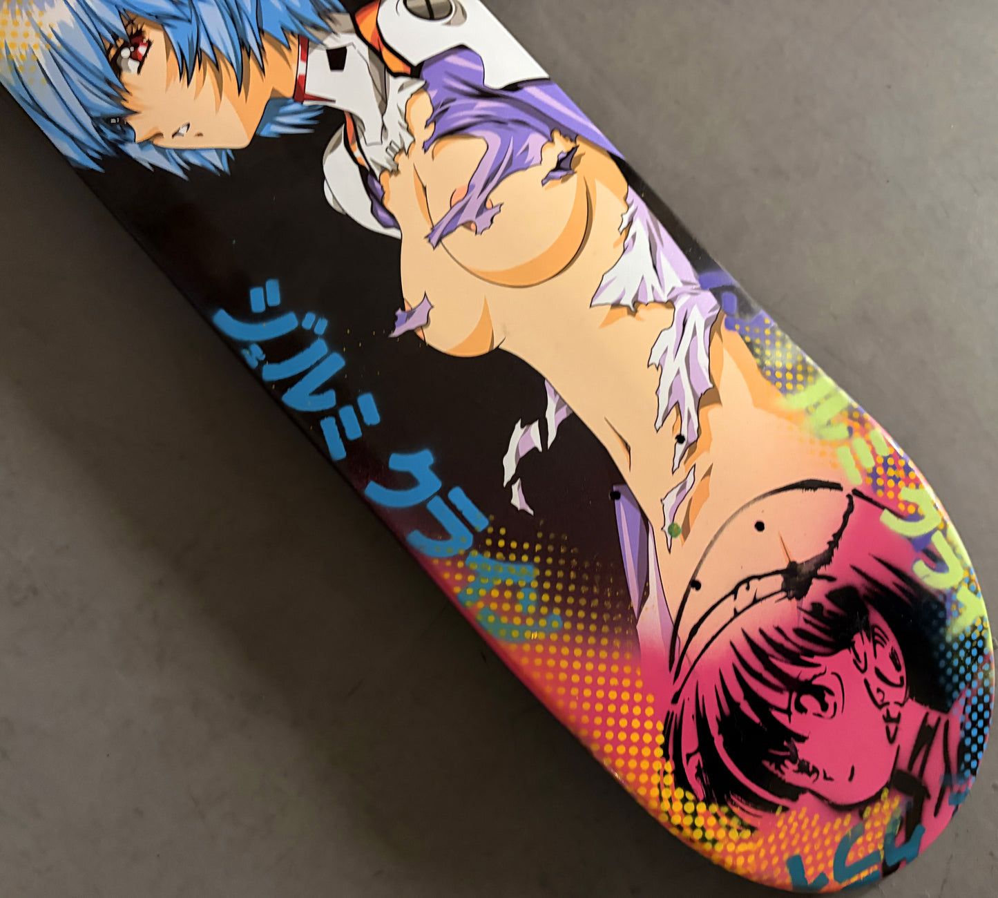 evangelion rei 8.25 X 32.25 PEARL BLACK/PINK MIXED PROCESS SIGNED 1 of 1