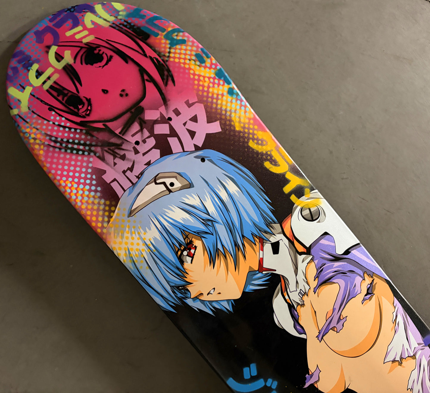 evangelion rei 8.25 X 32.25 PEARL BLACK/PINK MIXED PROCESS SIGNED 1 of 1