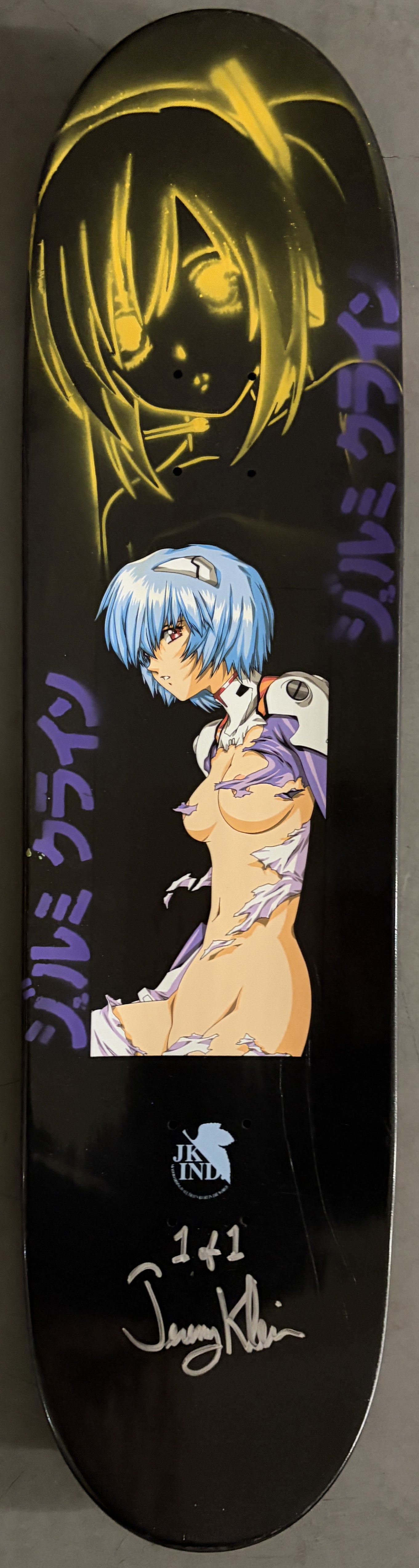 evangelion rei 8.25 X 32.25 PEARL BLACK/PINK MIXED PROCESS SIGNED 1 of 1