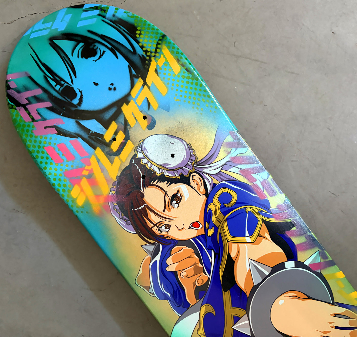 chun li METALLIC GOLD/BLUE/AQUA ANODIZED 8.25 X 32.25 SIGNED 1 OF 1