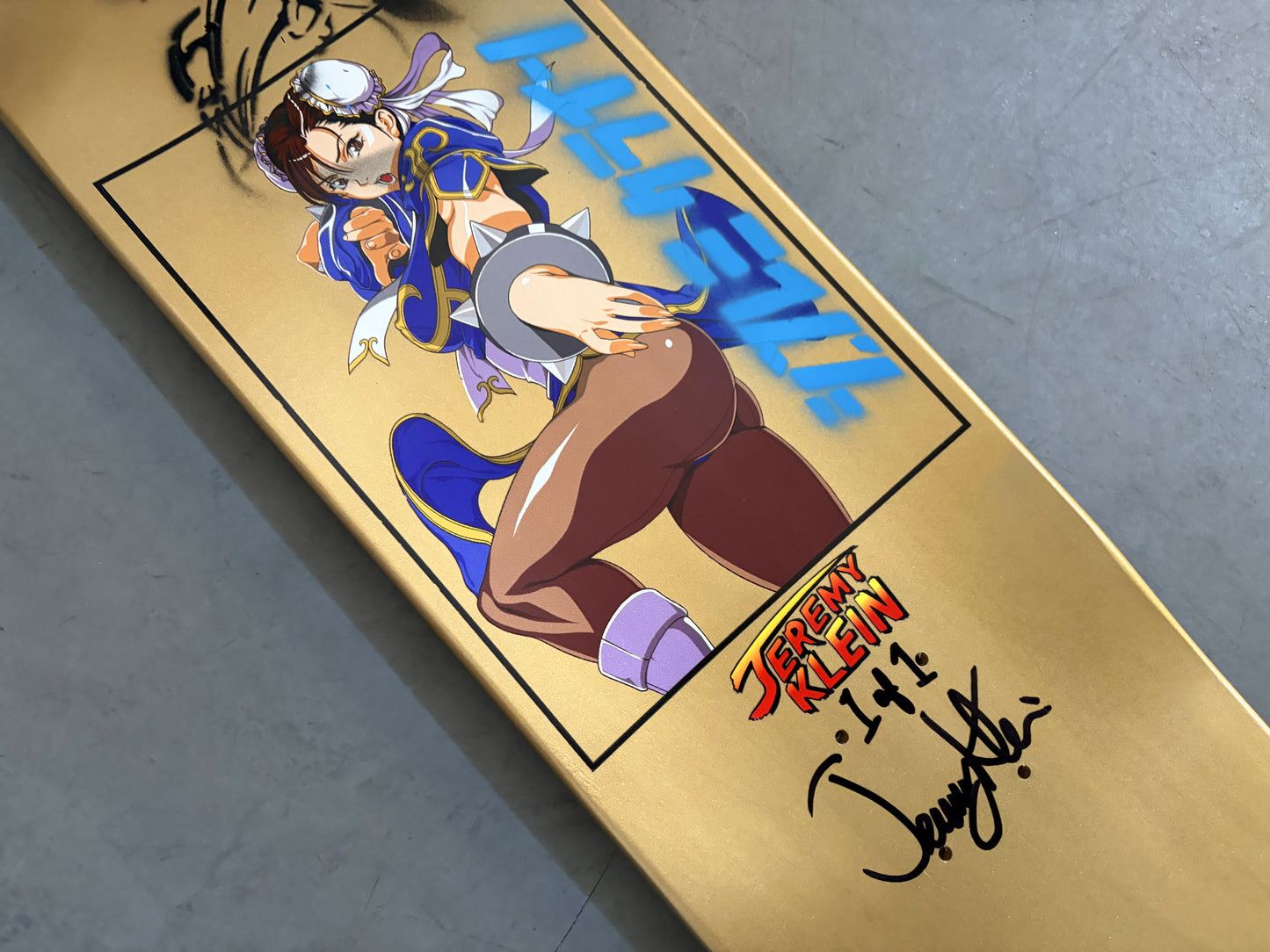 chun li METALLIC GOLD/BLUE/AQUA ANODIZED 8.25 X 32.25 SIGNED 1 OF 1