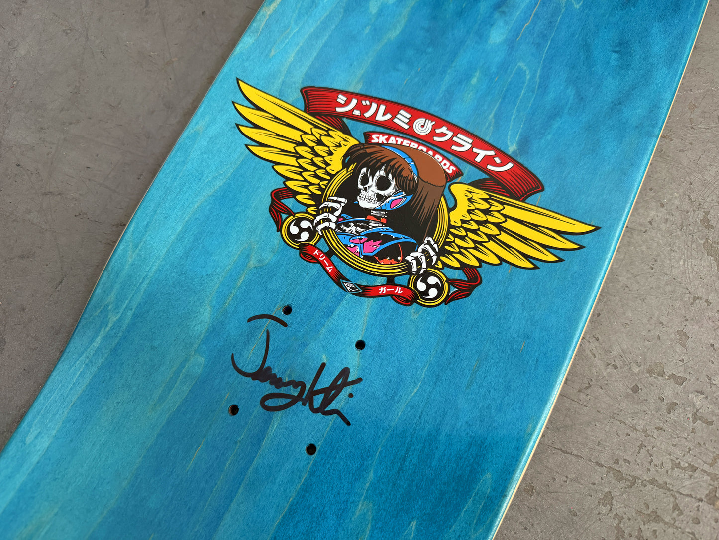 SIGNED dream hawk PINK STAIN/METALLIC BLUE 9.5 X 31.75