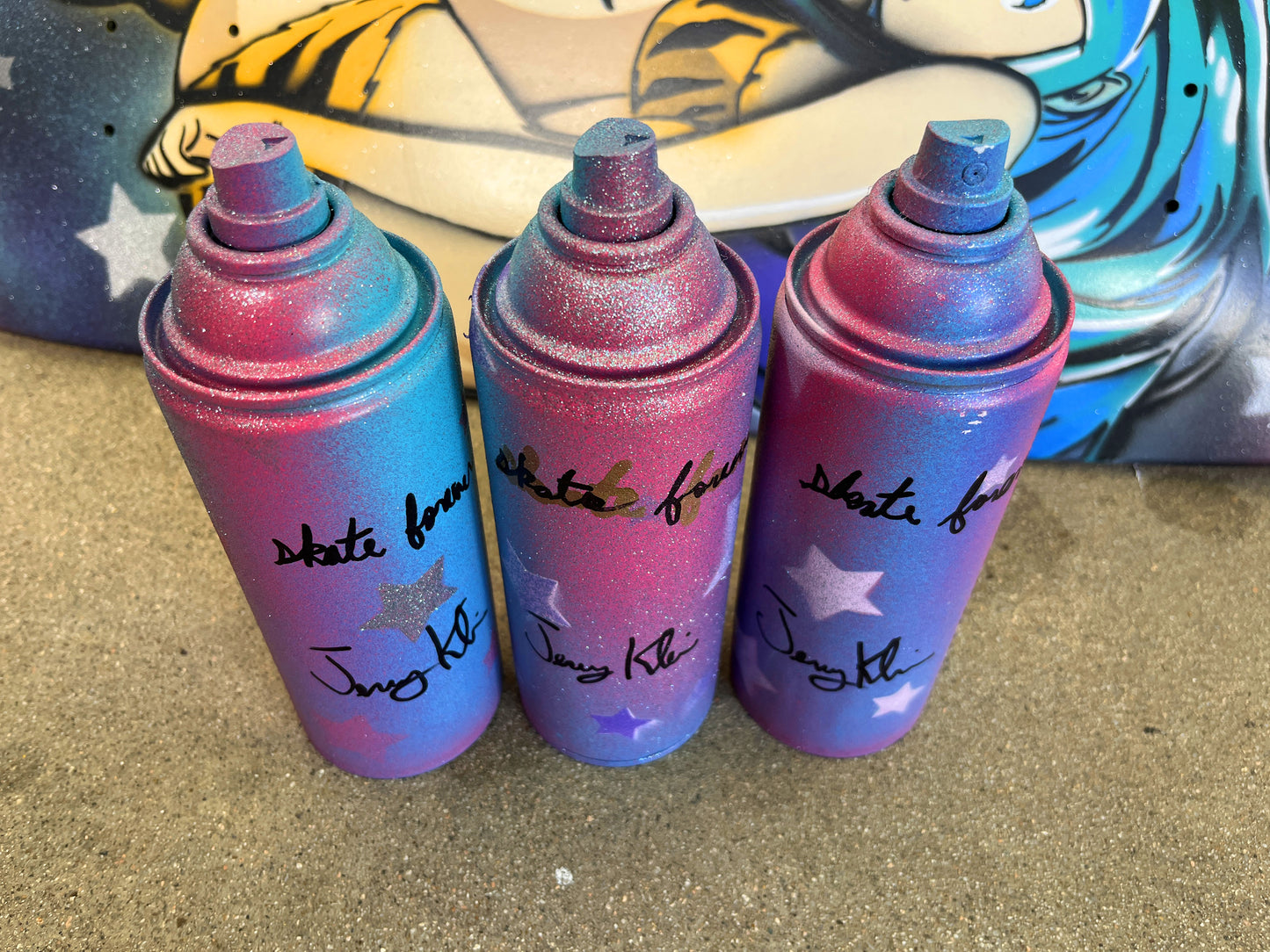 HAND PAINTED lum board with spray can POPSICLE SHAPE