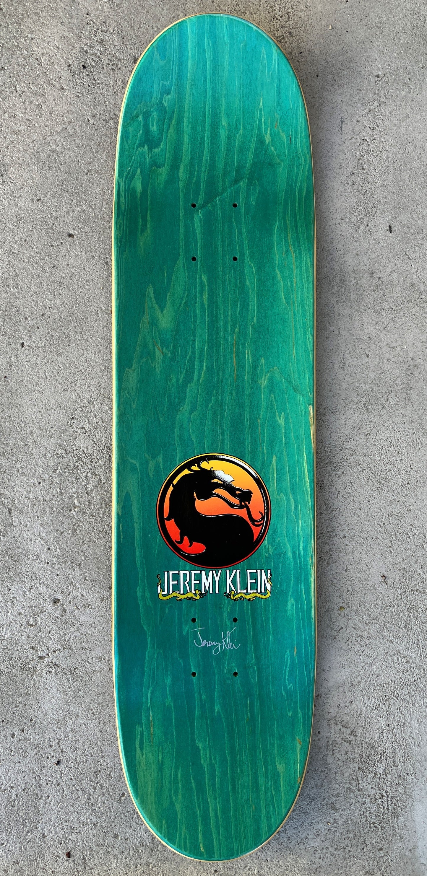 SIGNED jeremy klein dragon 8.0 X 31.75 HAND SCREENED ANODIZED AQUA