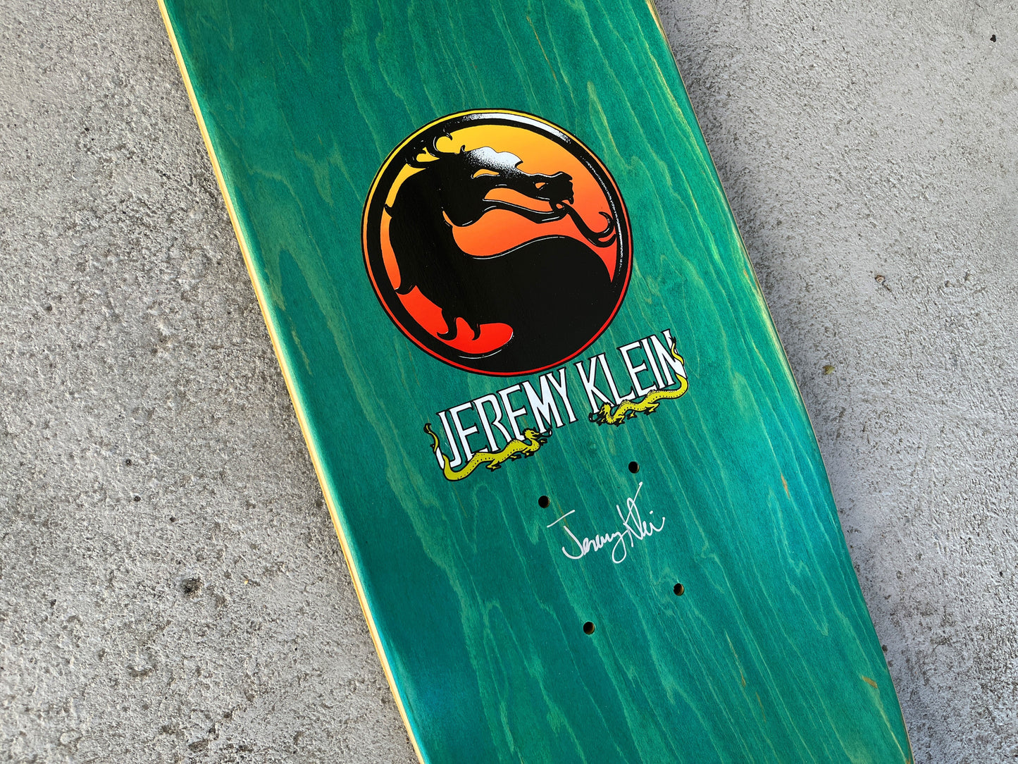 SIGNED jeremy klein dragon 8.0 X 31.75 HAND SCREENED ANODIZED AQUA