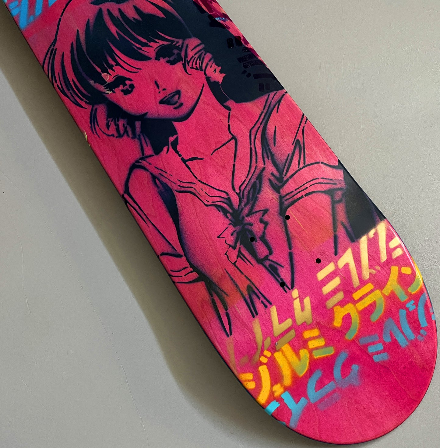 lynn minmay PINK/BLUE 8.25 X 32.25 HAND PAINTED SIGNED 1 OF 1