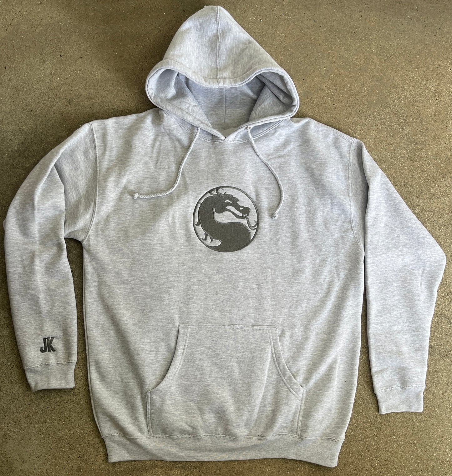 dragon embroidered hooded sweatshirt - heather grey