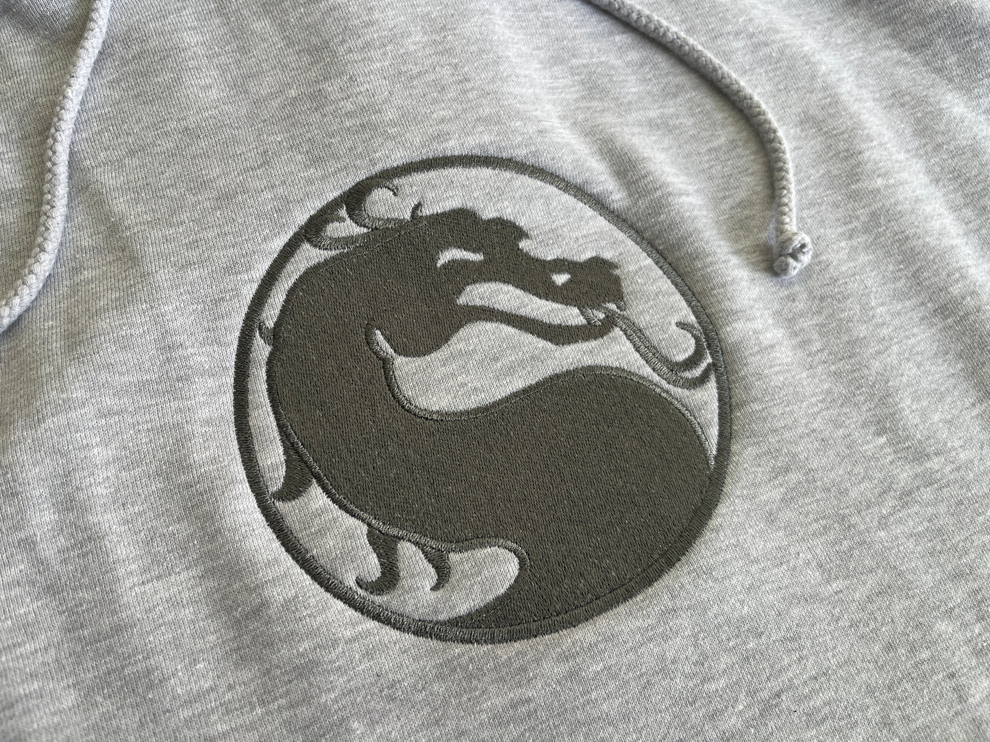 dragon embroidered hooded sweatshirt - heather grey