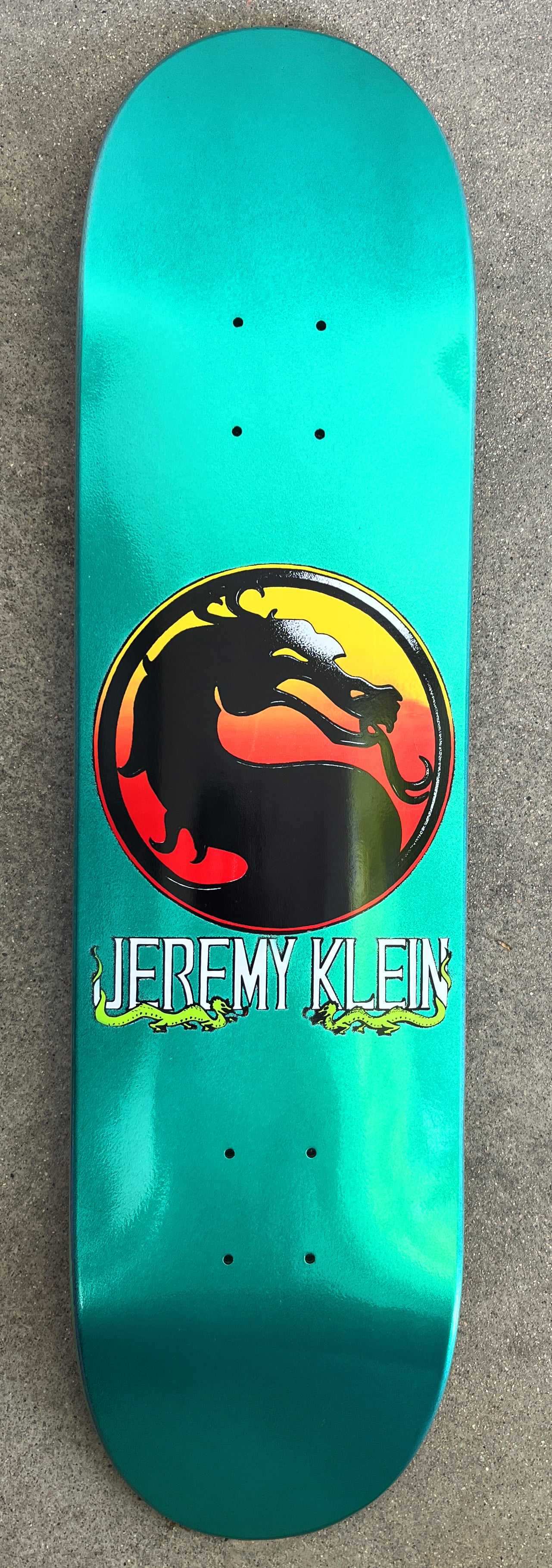 SIGNED jeremy klein dragon 8.0 X 31.75 HAND SCREENED ANODIZED AQUA