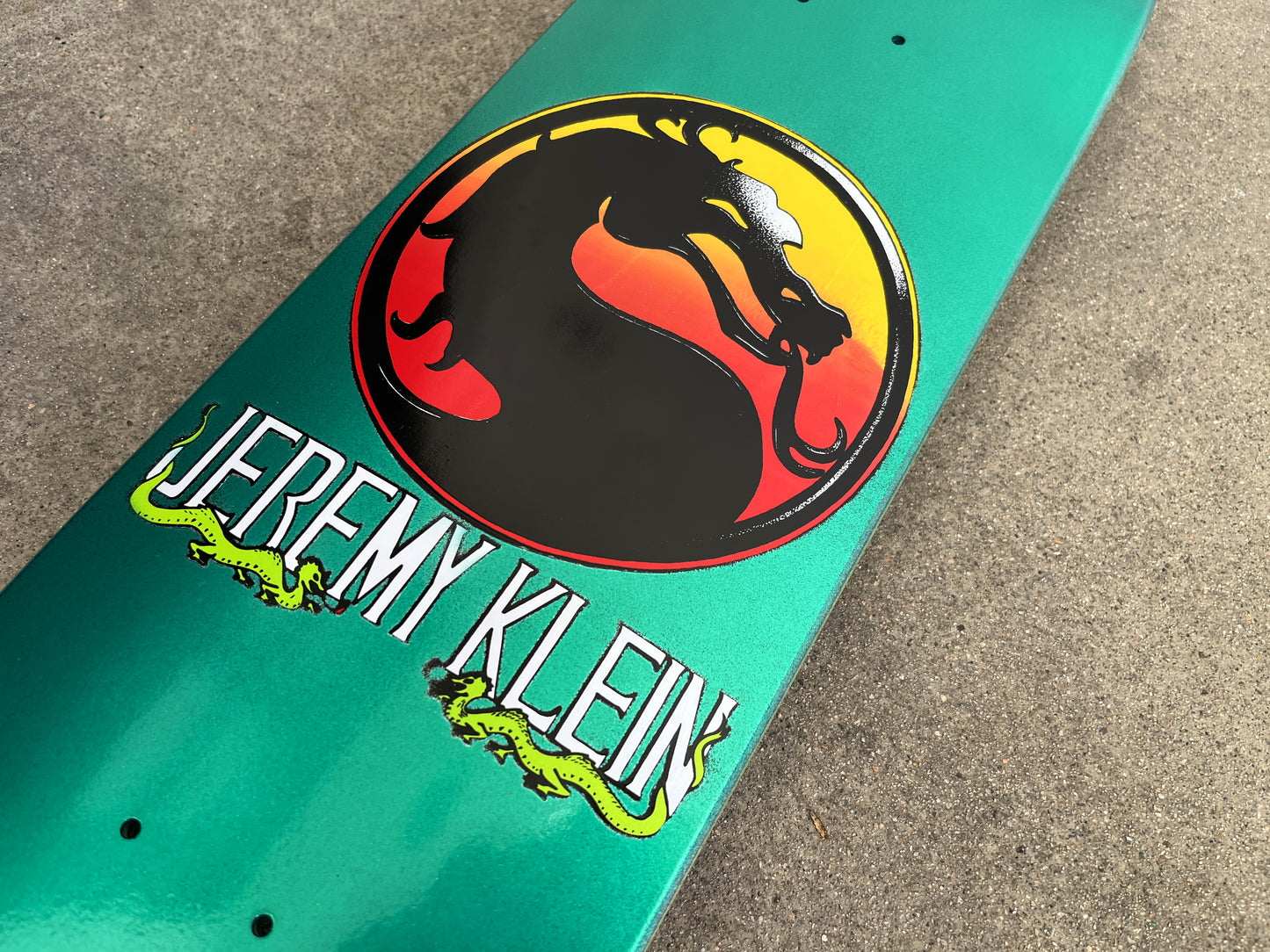 SIGNED jeremy klein dragon 8.0 X 31.75 HAND SCREENED ANODIZED AQUA