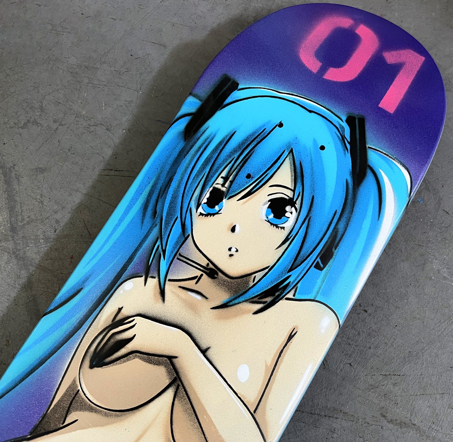 1 OF 1 SIGNED HAND PAINTED hatsune PURPLE SPARKLE