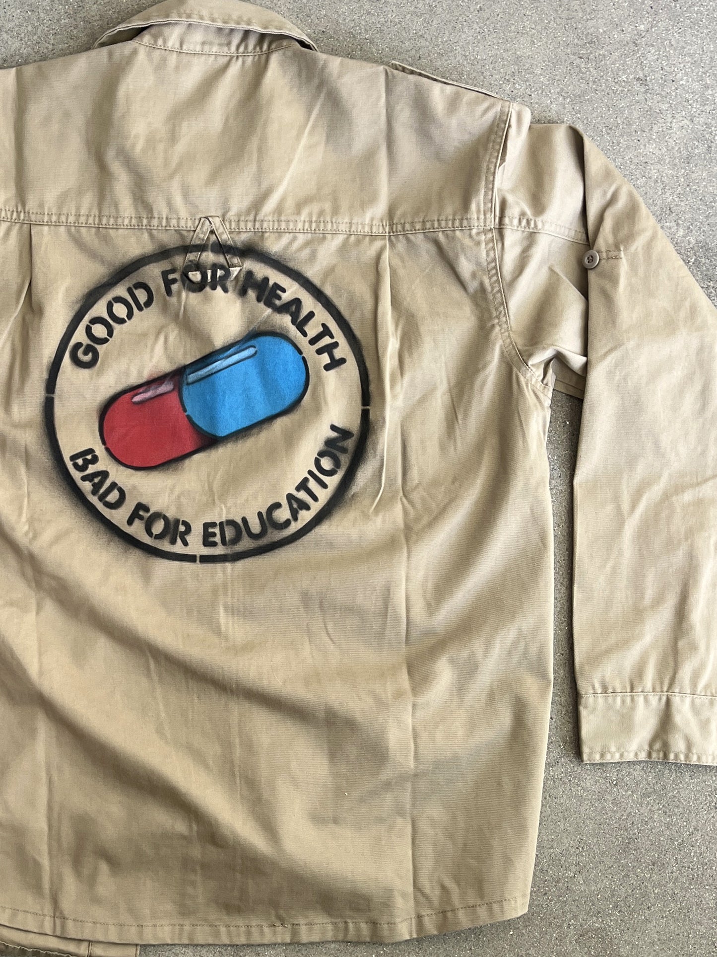good for health HAND PAINTED military jacket