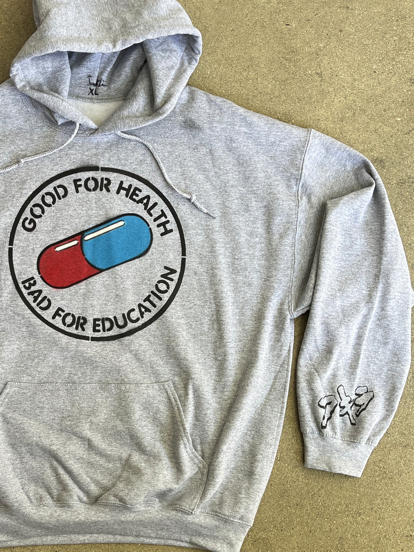 good for health hooded HAND PAINTED sweatshirt