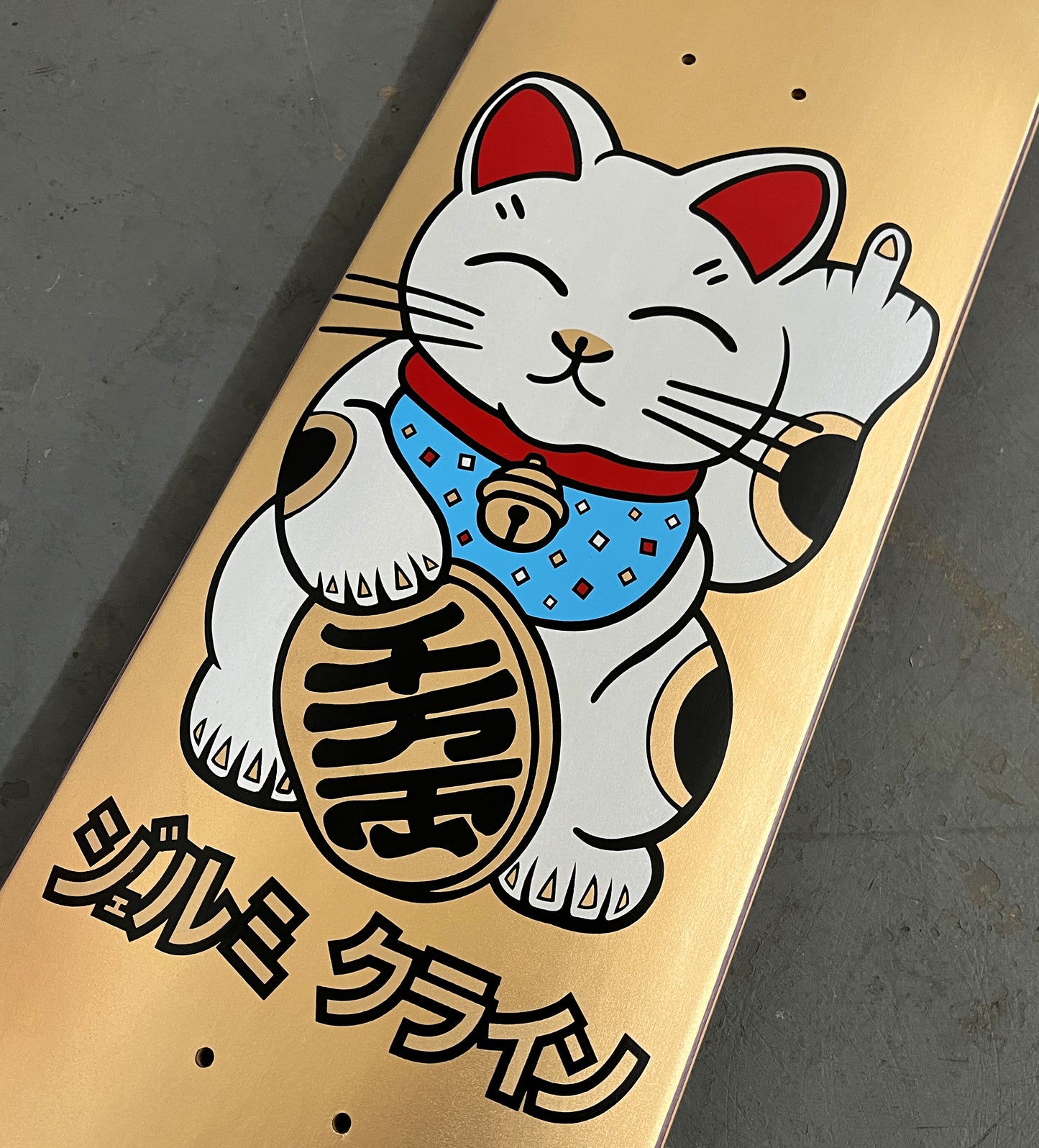 SIGNED HAND SCREENED unlucky cat METALLIC GOLD 8.0 X 31.75
