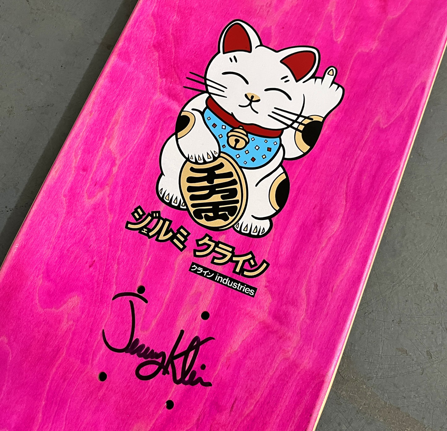 SIGNED HAND SCREENED unlucky cat PINK 8.0 X 31.75