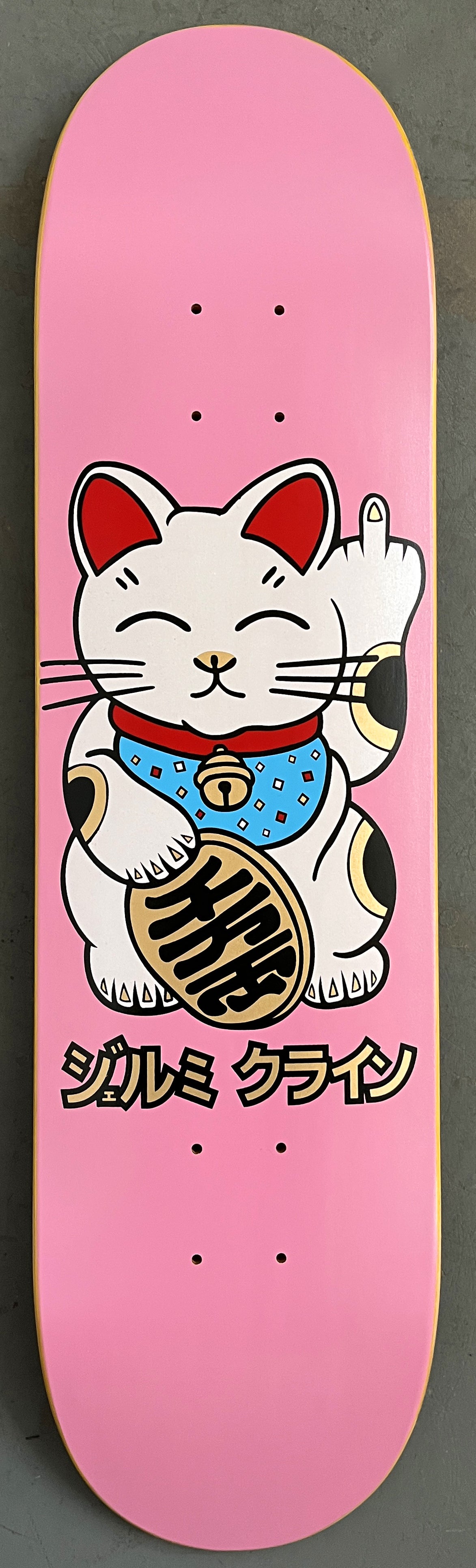 SIGNED HAND SCREENED unlucky cat PINK 8.0 X 31.75