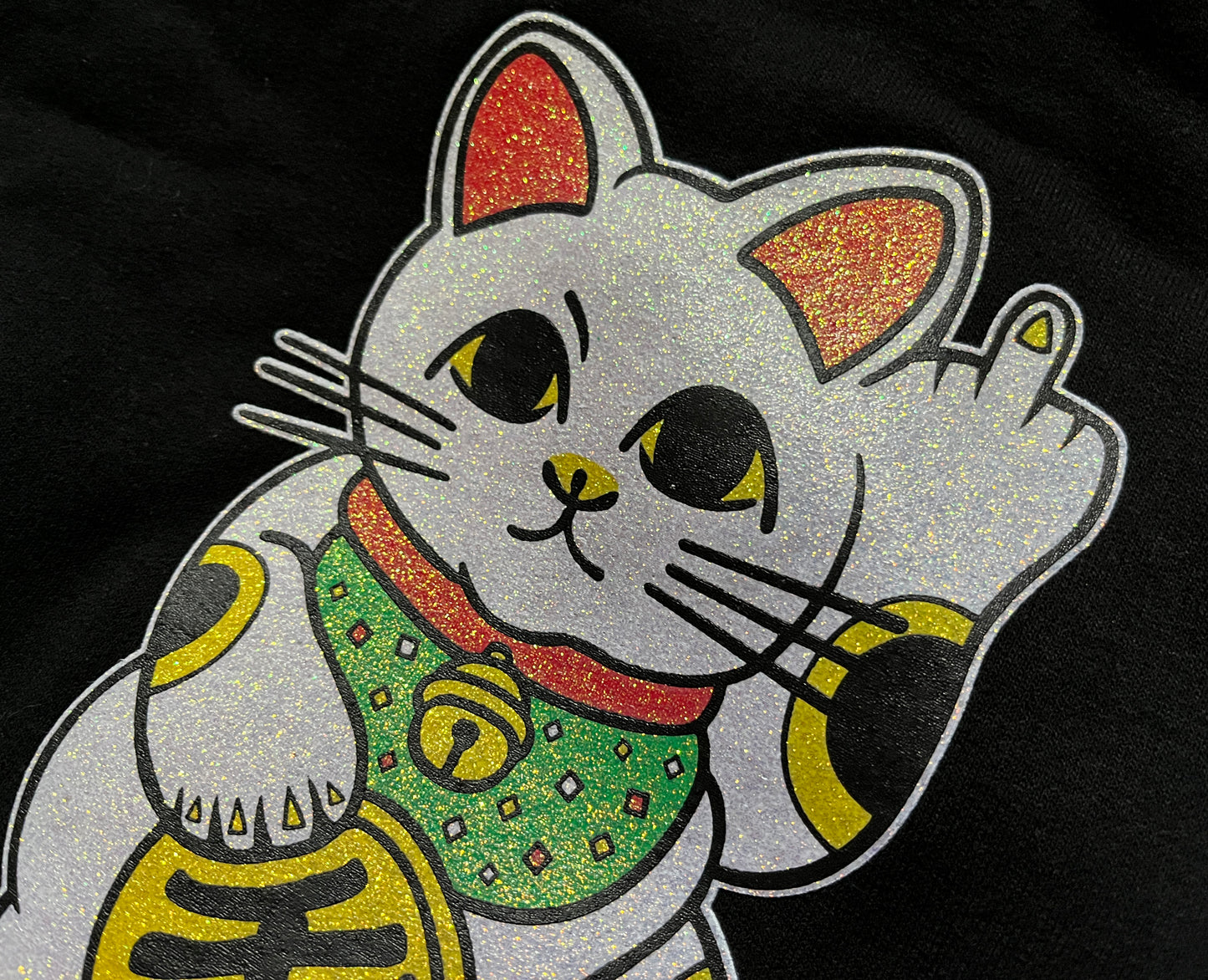 original unlucky cat hooded sweatshirt GLITTER PRINT ONLY 2 MADE