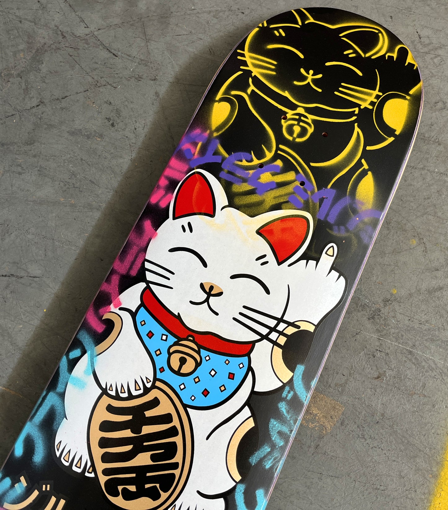 unlucky cat MATTE BLACK/YELLOW 8.0 X 31.75 MIXED PROCESS 1 OF 1 SIGNED