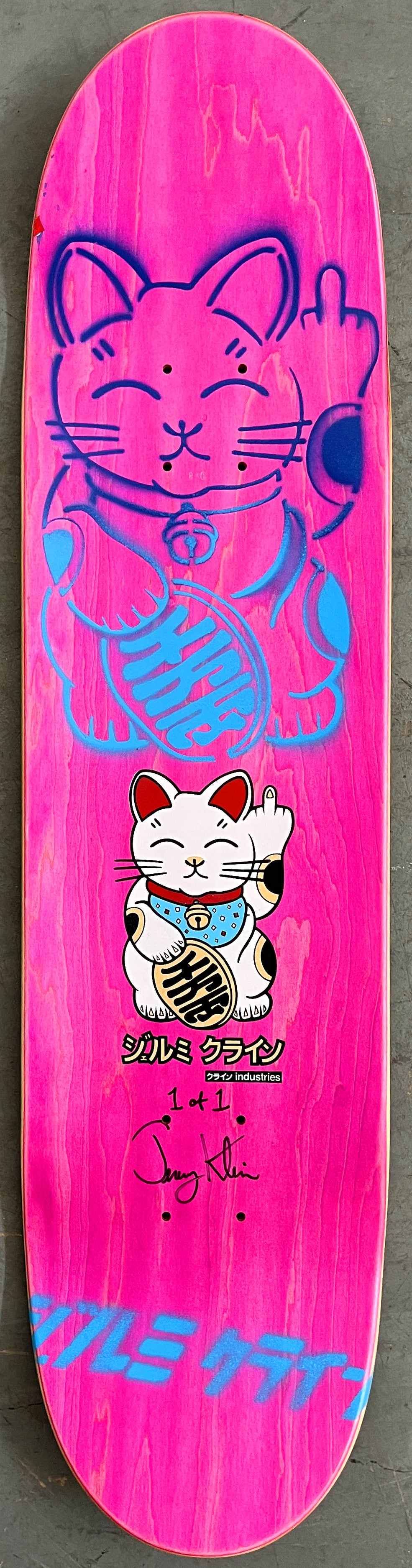 unlucky cat BLACK/YELLOW/PINK/PURPLE/BLUE 8.0 X 31.75 MIXED PROCESS 1 OF 1 SIGNED