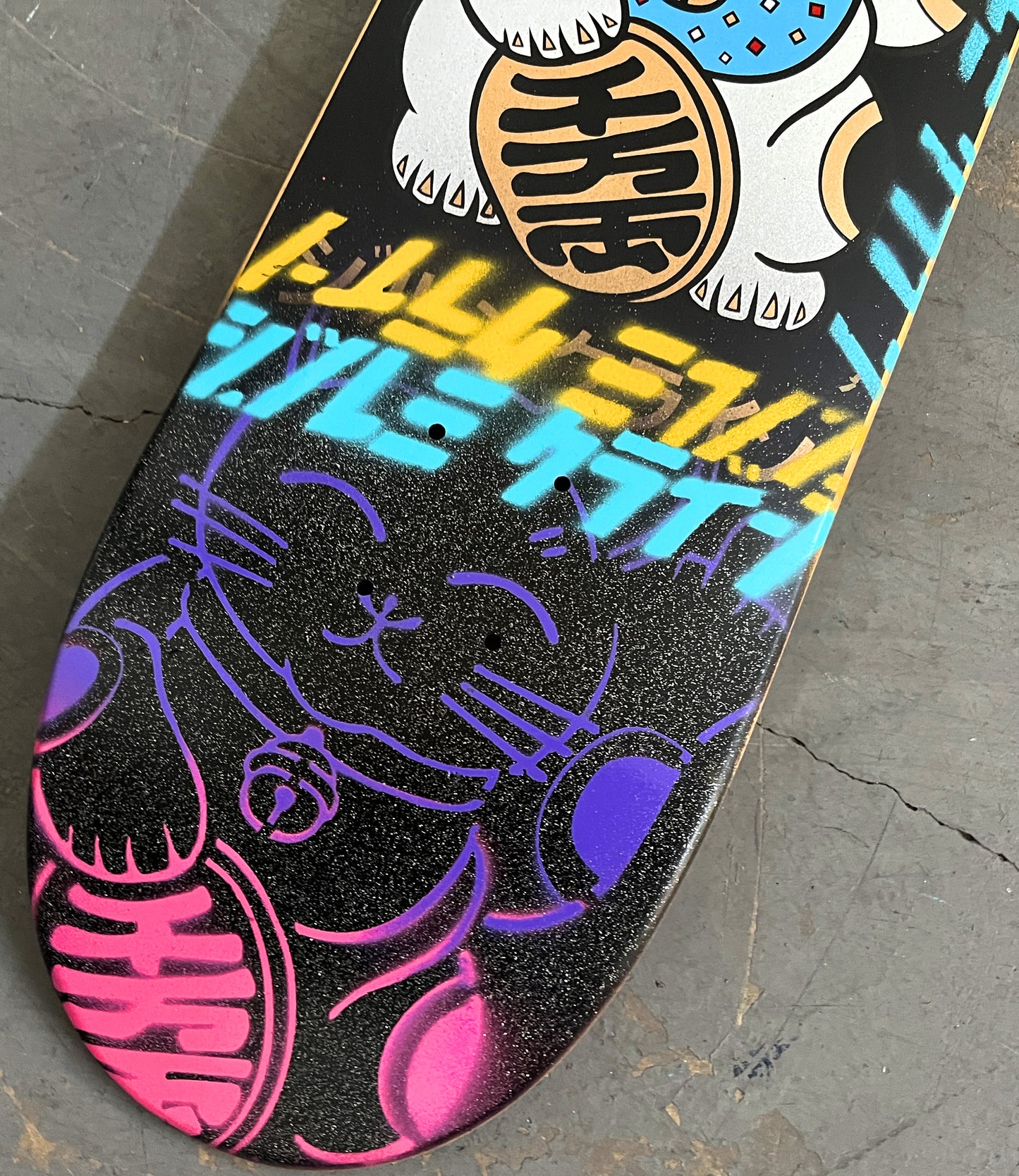 unlucky cat BLACK/BLUE/PINK 8.0 X 31.75 MIXED PROCESS 1 OF 1 SIGNED