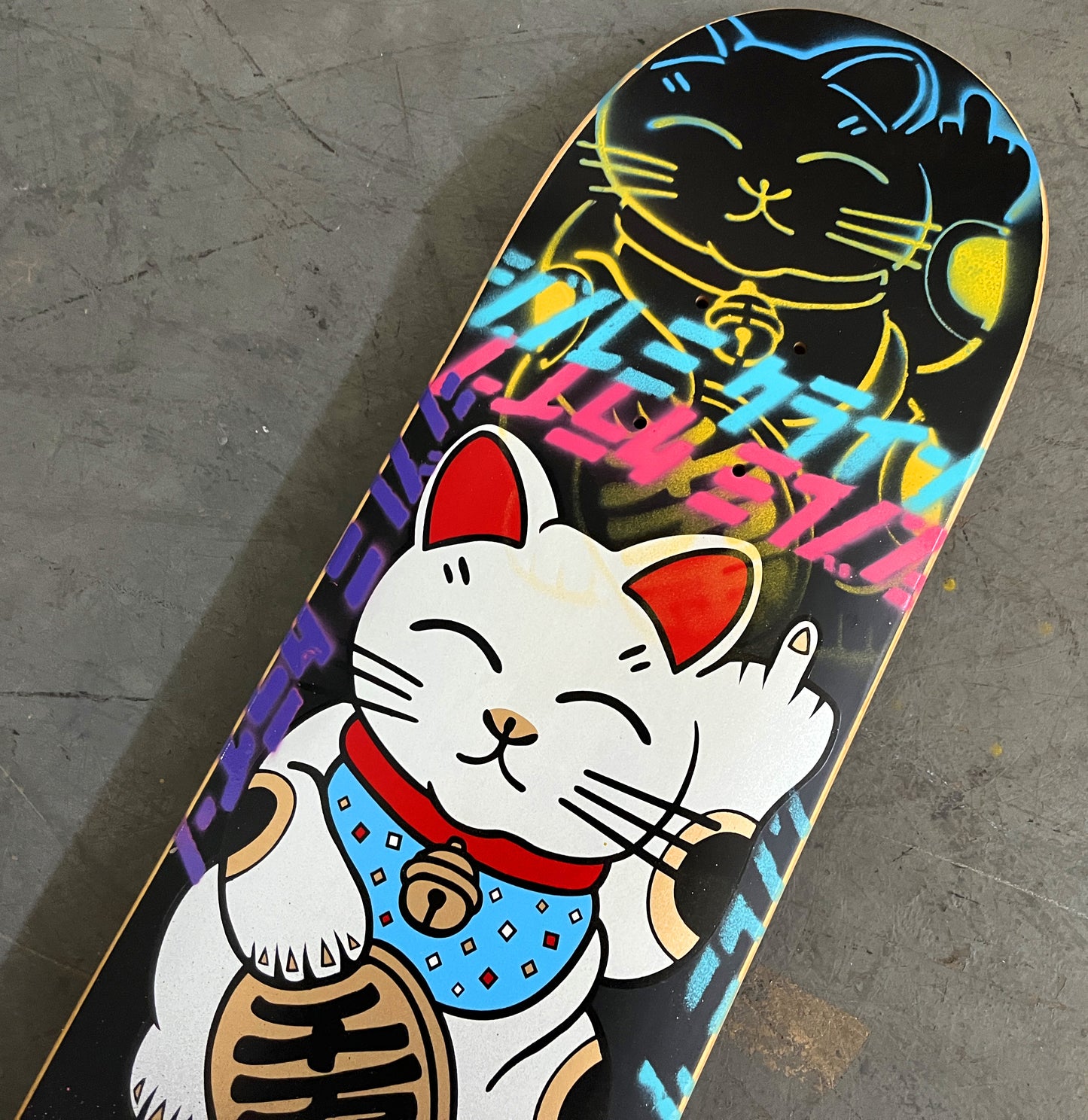 unlucky cat BLACK/BLUE/PINK 8.0 X 31.75 MIXED PROCESS 1 OF 1 SIGNED